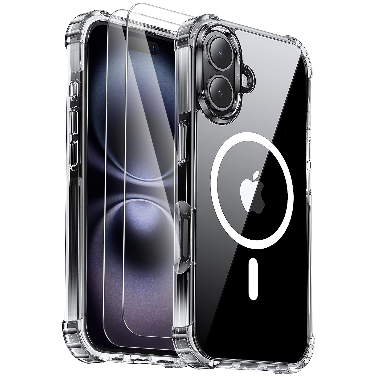 Gotubiim for iPhone 16 Case,Screen Protector*2,Anti-Yellowing,Compatible with MagSafe,[Military Grade Drop Tested] Heavy Duty Ma