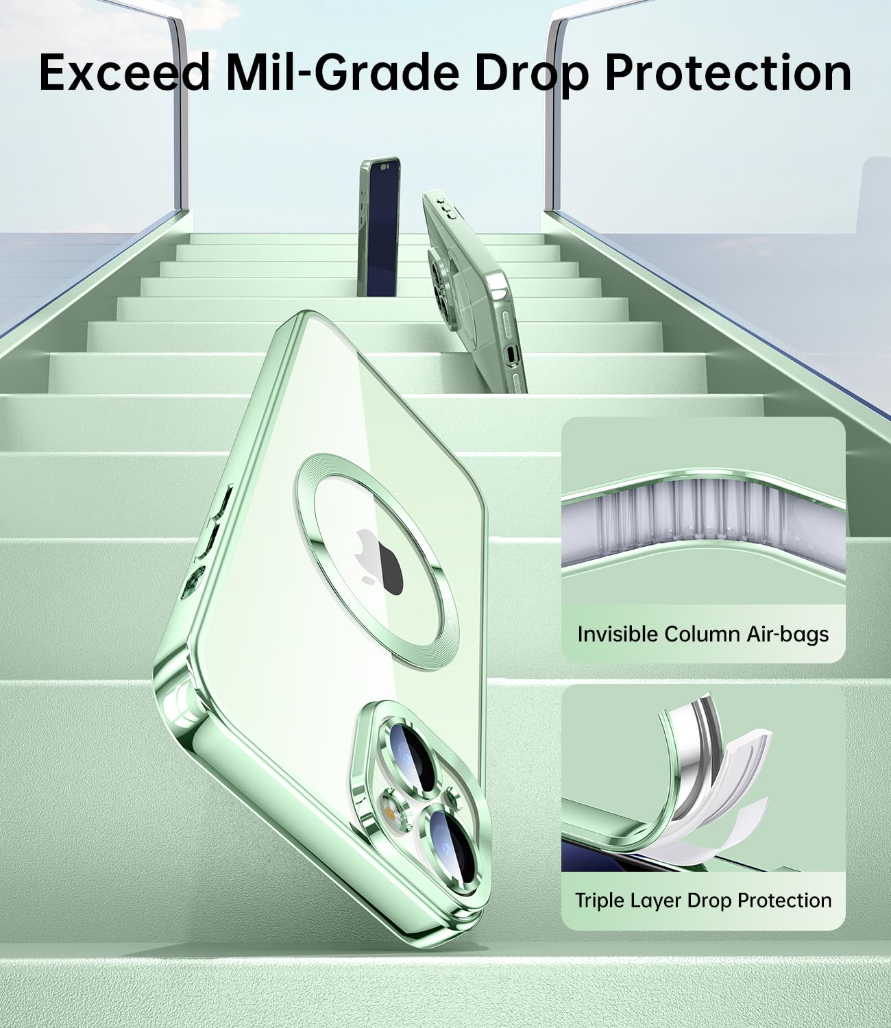 Jueshituo Magnetic Clear For 15 Case With Full Camera Protection [No.1 Strong N56 Magnets] [Military Grade Drop Protection] For