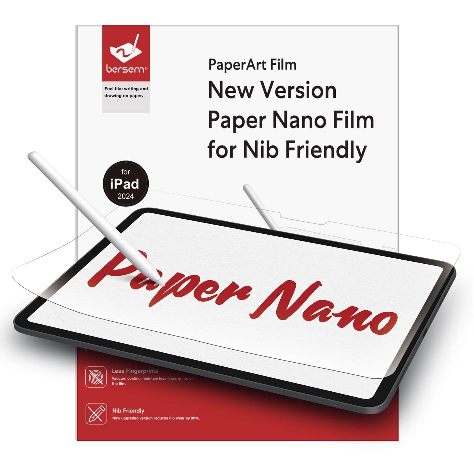 Bersem 2 Pack New Paper Nano Screen Protector Compatible With Ipad Pro 11 Inch 2024 (M4), Matte Pet Film For Paper Art Writing, 