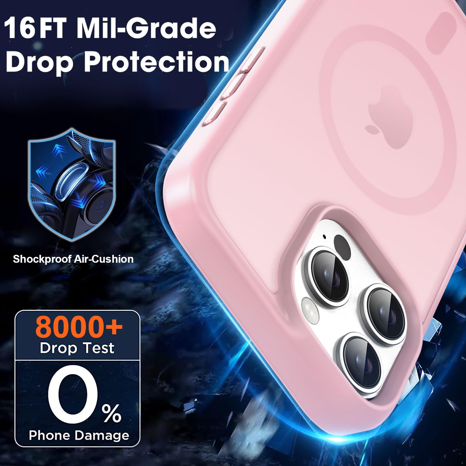 Mocca Strong Magnetic For Iphone 16 Pro Phone Case, [Compatible With Magsafe][16Ft Mil Grade Drop Protection] Slim Thin Transluc