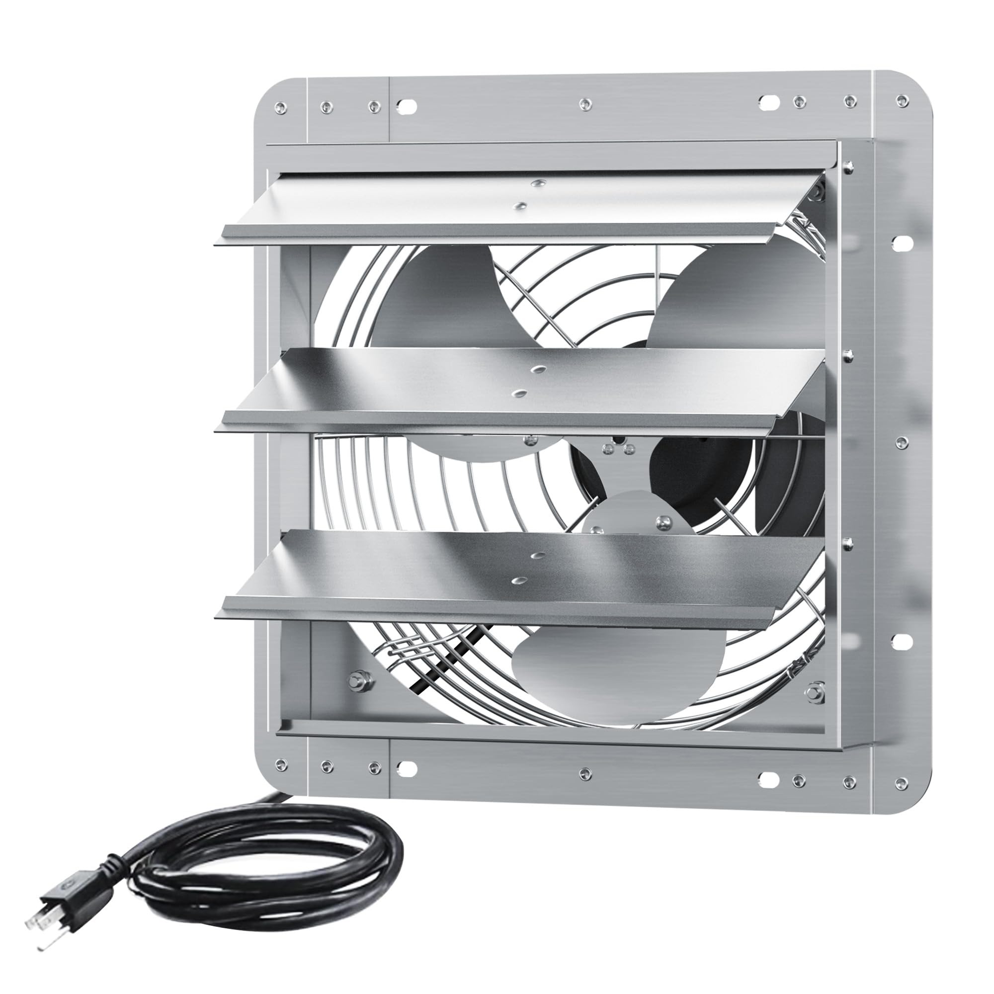 Ficbxra 10 Inch Shutter Exhaust Fan, Aluminum Wall Mounted Exhaust Fan, 844 Cfm High Speed Automatic Shutter Attic Fan, Vent Fan