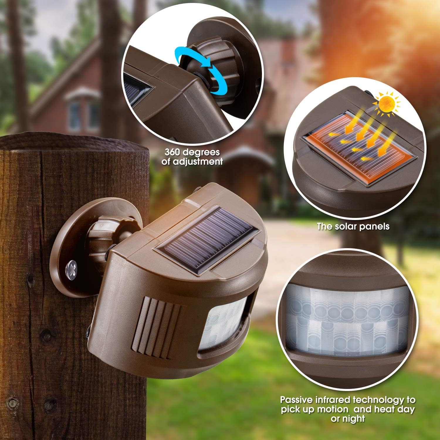 Solar Driveway Alarm Wireless Sensor System & Driveway Sensor Alert System Weatherproof Security Outdoor Motion Sensor & Detector