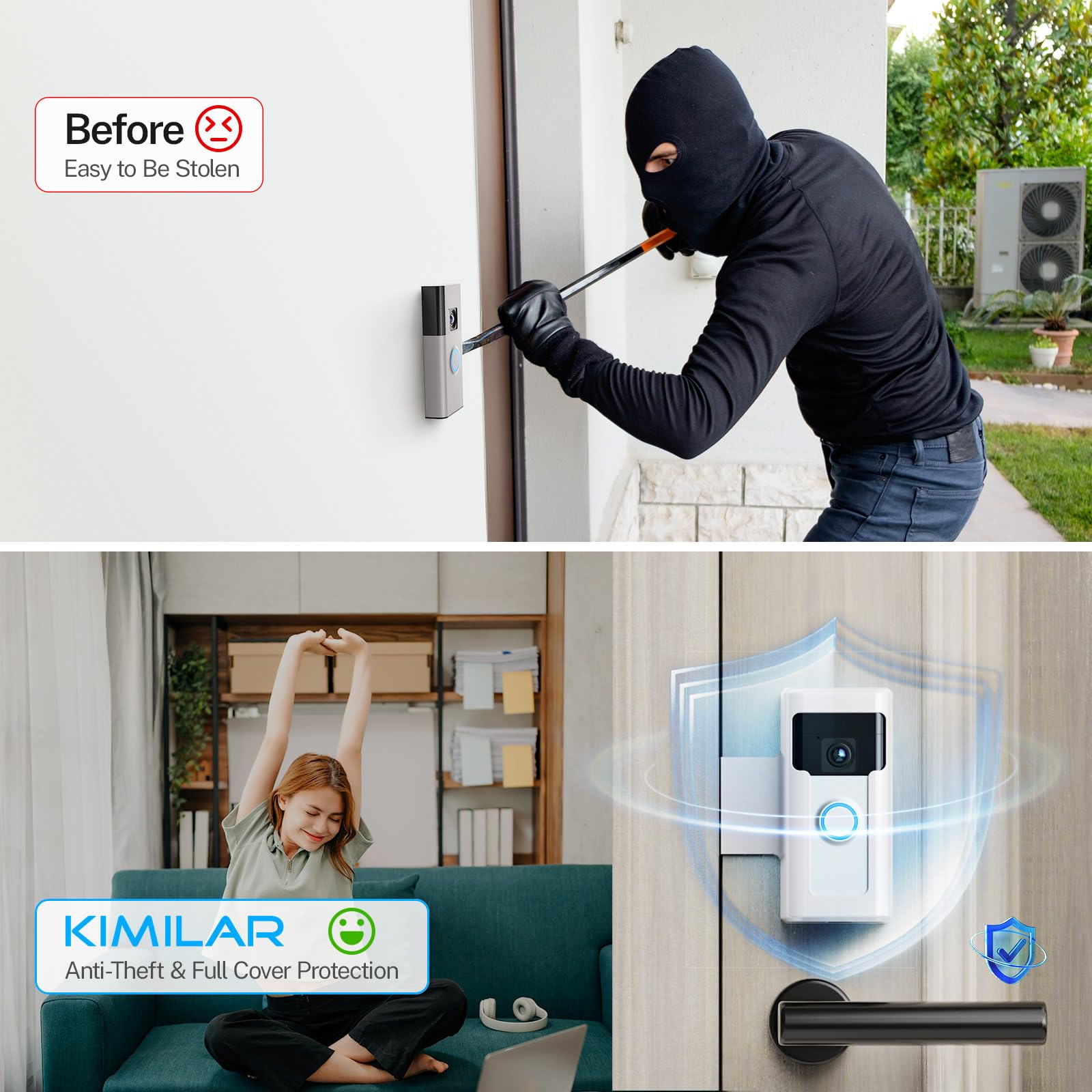 Kimilar All Metal Anti Theft Video Doorbell Mount Compatible With Ring/Blink Wireless Video Doorbell, Not Block Doorbell Motion