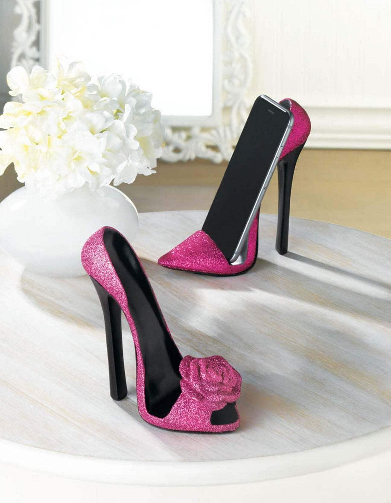 Pink Shoe Phone Holder 5.75X2.5X5.37''