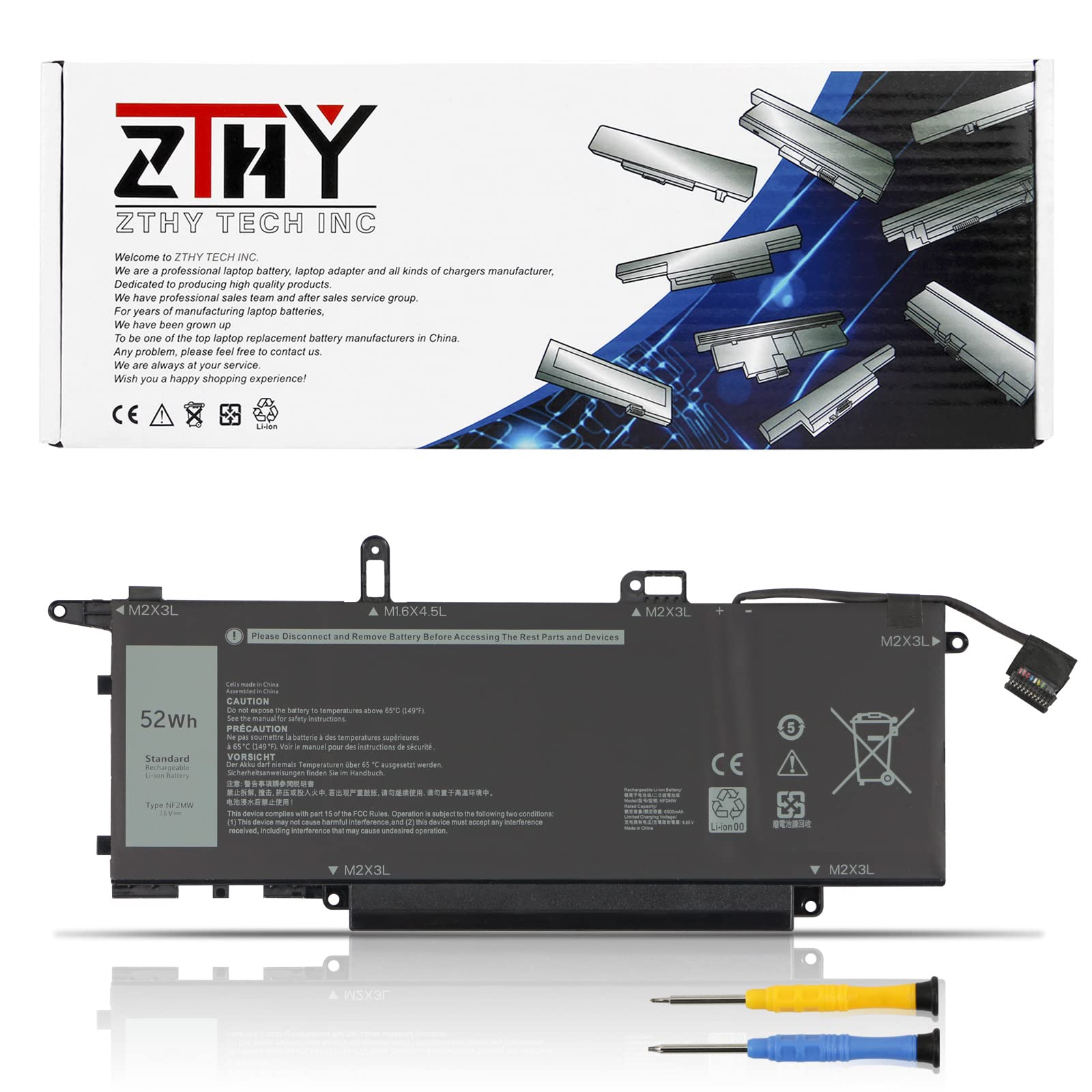 Zthy Nf2Mw Laptop Battery Replacement For Dell Latitude 7400 2 In 1 Latitude 9410 2 In 1 Series Notebook P110G P110G001 7146W 08