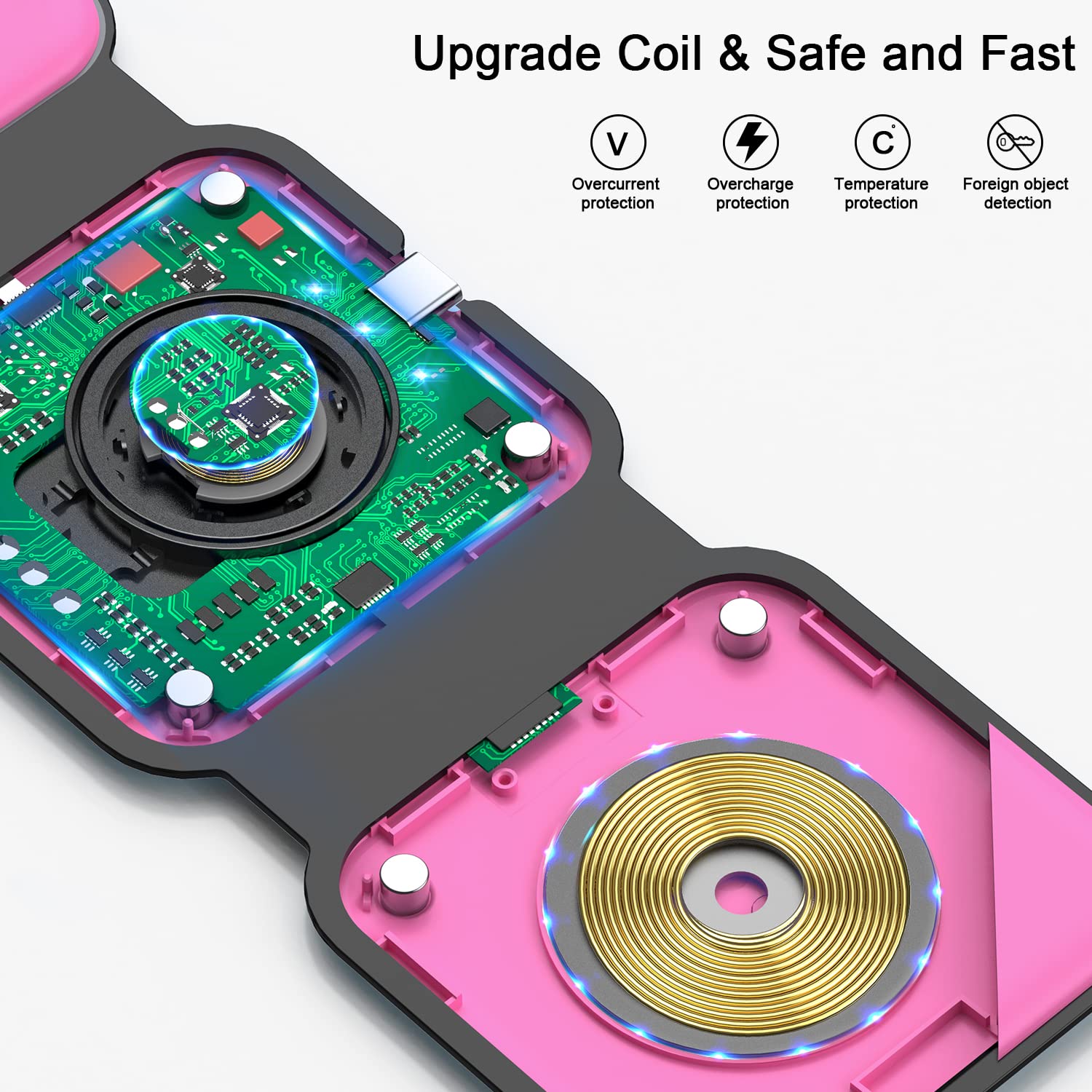 Wireless Charger 3 In 1,Rtops Magnetic Travel Wireless Charging Station Multple Devices,Gan 3 In 1 Charging Station,Compatible F