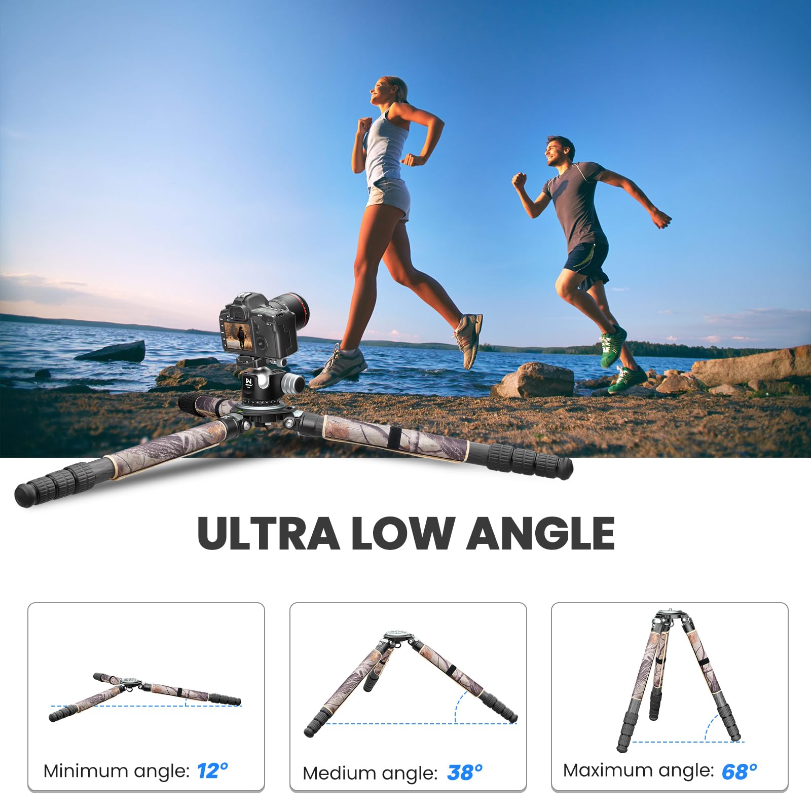 Carbon Fiber Tripod For Camera, Weyllan Lx9G Heavy Duty Camera Tripod, Bowl Tripod With 40Mm Leg Camouflage Sleeve 10 Layer Carb