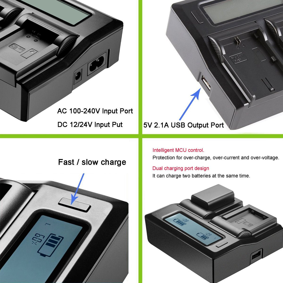 Np Fw50 Npfw50 Digita Battery Charger Lcd Display Dual Channel Charger For Sony A7Ii A6000 A7Rii A6300 A5100 A7S A7 A7R A7Sii A6