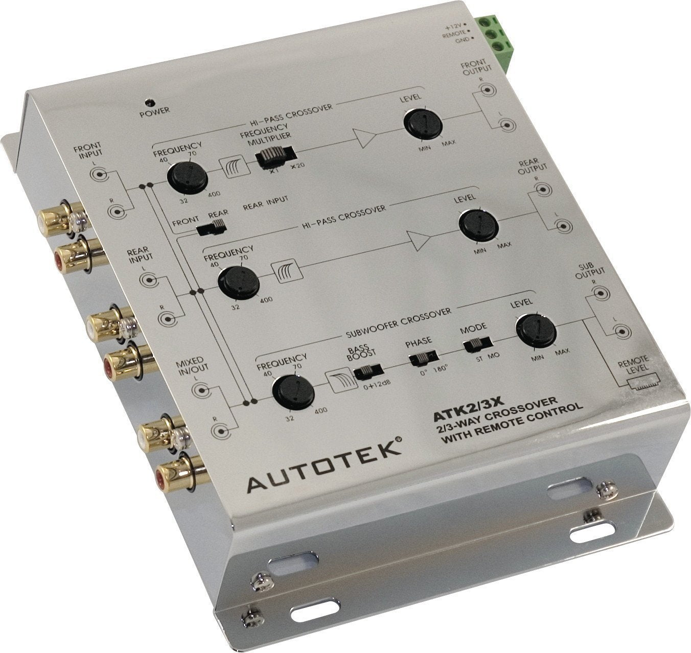 Autotek Atk2 3X Active Crossover Processor (Silver)   8.5 Volts, 2 Way And 3 Way, Remote Bass Control Included, Built In Crossov
