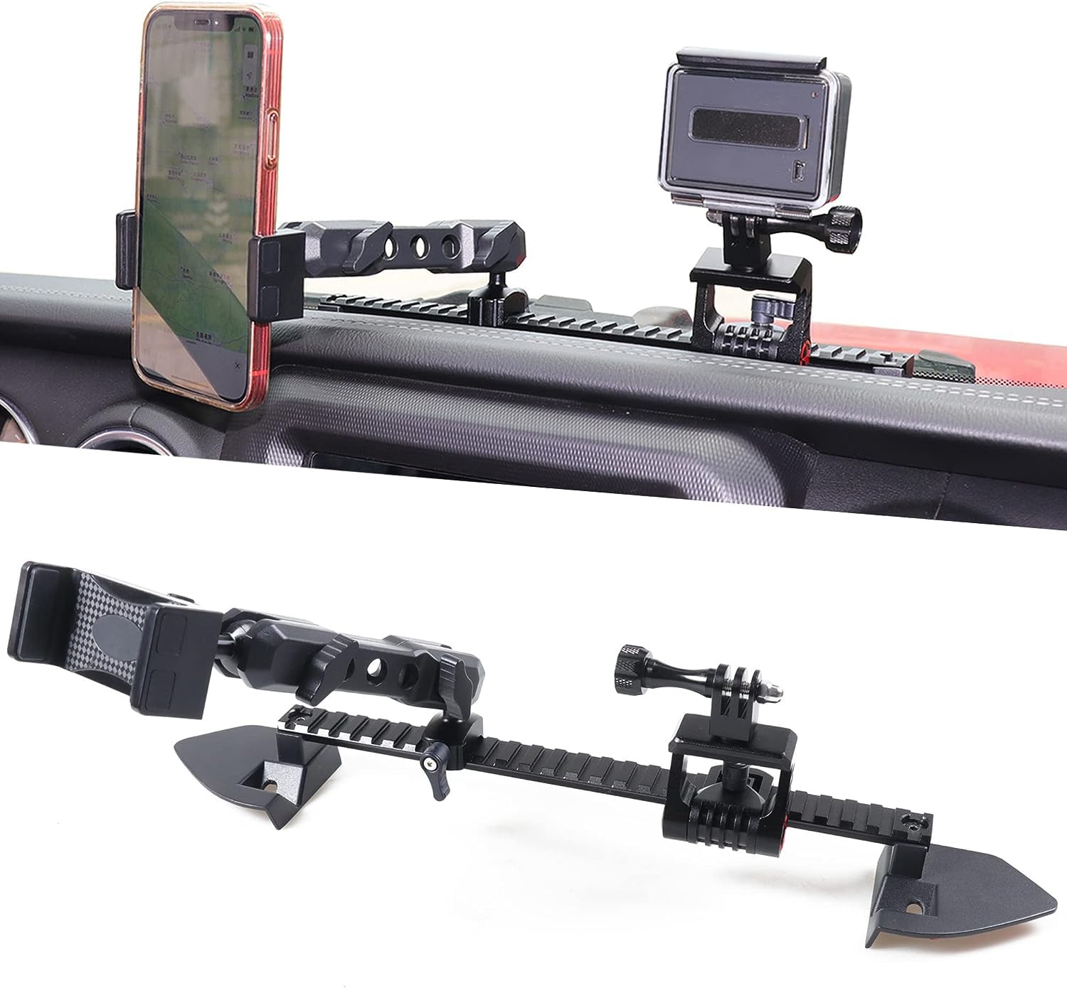 Rerpro Jl Dash Mount Phone Holder Action Camera Stand For 2018 2023 Jeep Wrangler Jl 2020 2023 Gladiator Jt Slide Rail Mounts Br