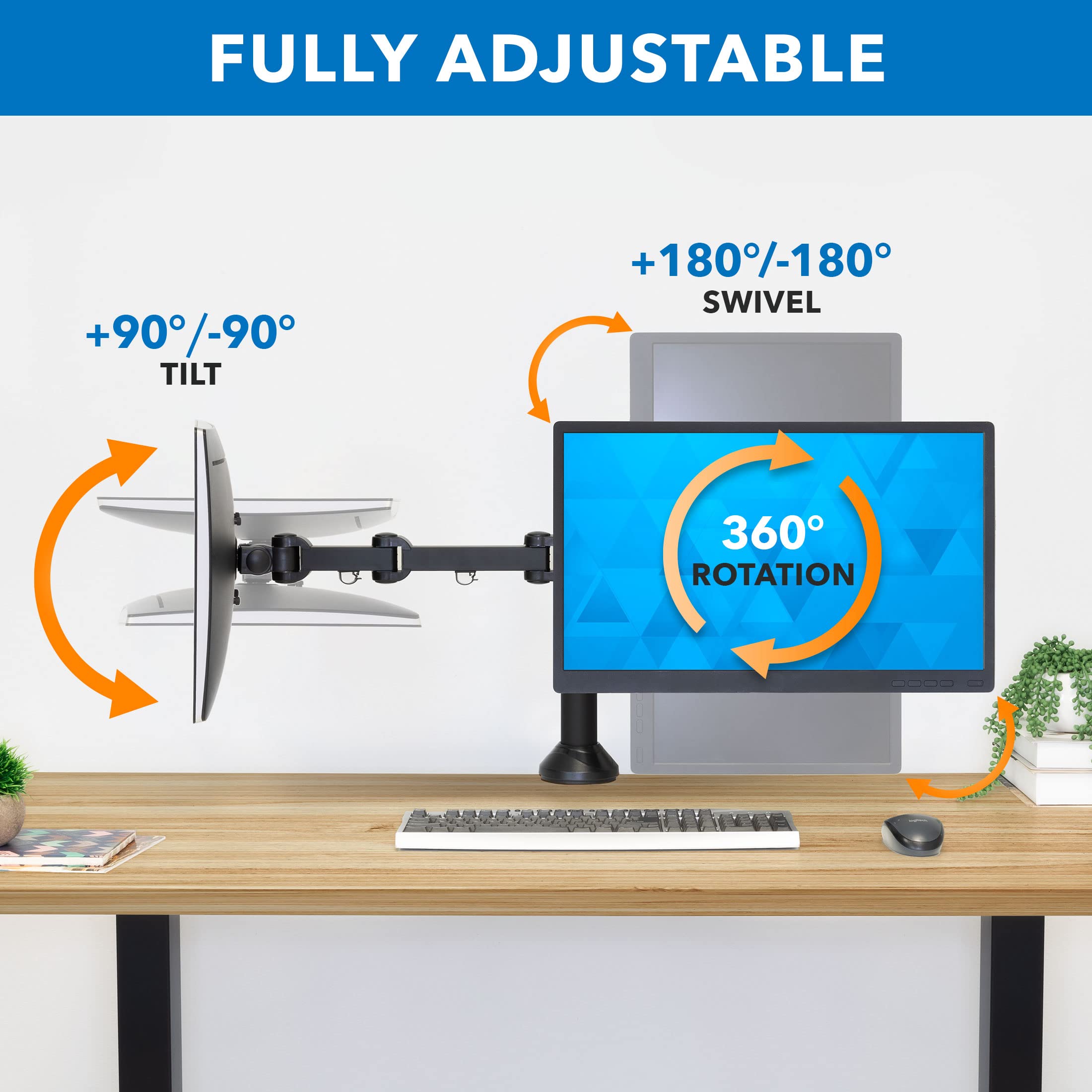 Mount It! Dual Monitor Mount | Double Monitor Desk Stand | Fits 2 Computer Screens 19 20 21 22 23 24 27 Inches | C Clamp And Gro