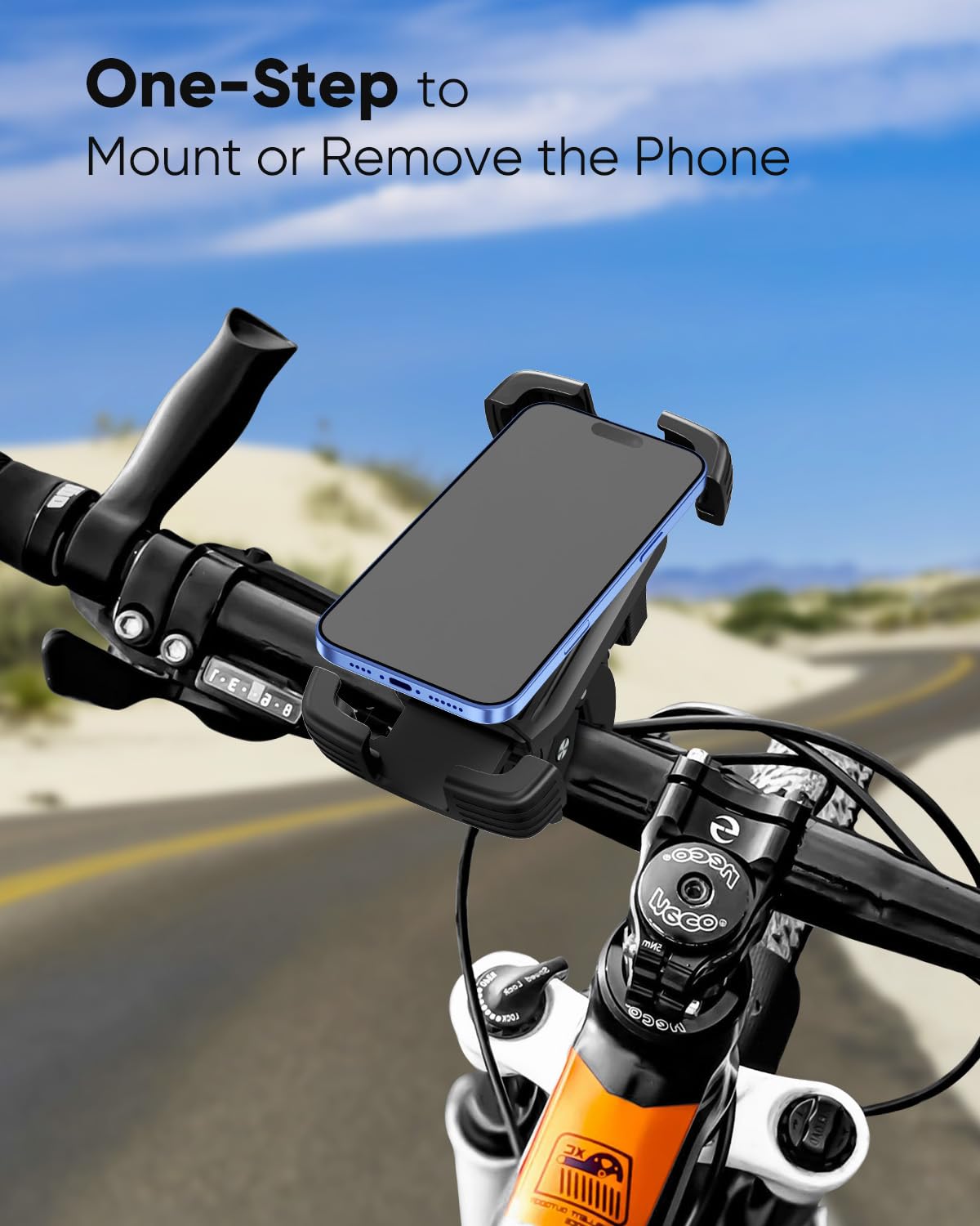 Narmle Bike Motorcycle Phone Mount Holder, [Anti Vibration] Bicycle Phone Holder Handlebar, Ebike Electric Scooter Atv Cell Phon