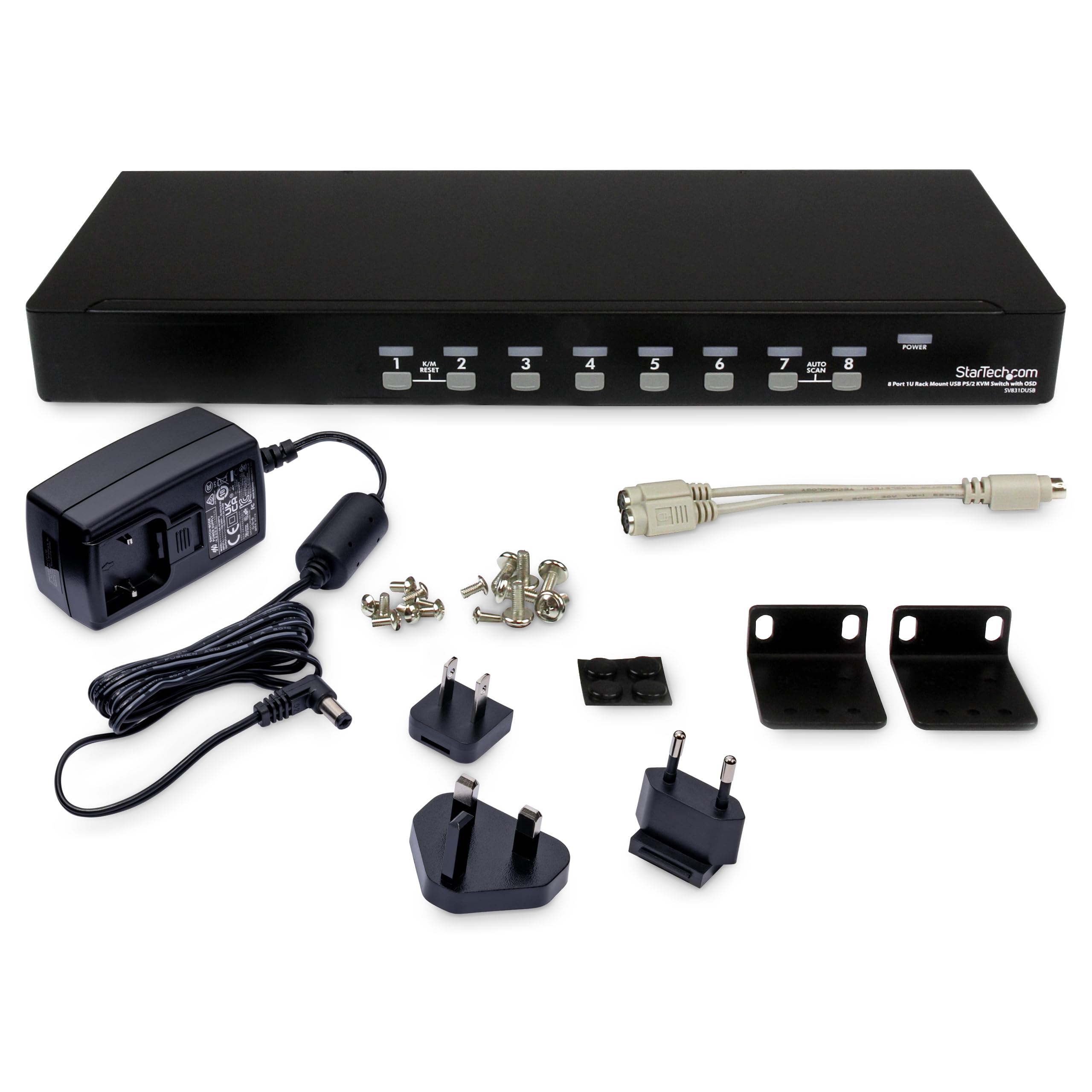Startech.Com 8 Port Vga Kvm Switch   1U Rack Mount   Usb Ps/2 Kvm Switch With Osd   1920 X 1440 @60Hz   Kvm Video Switch (Sv831D