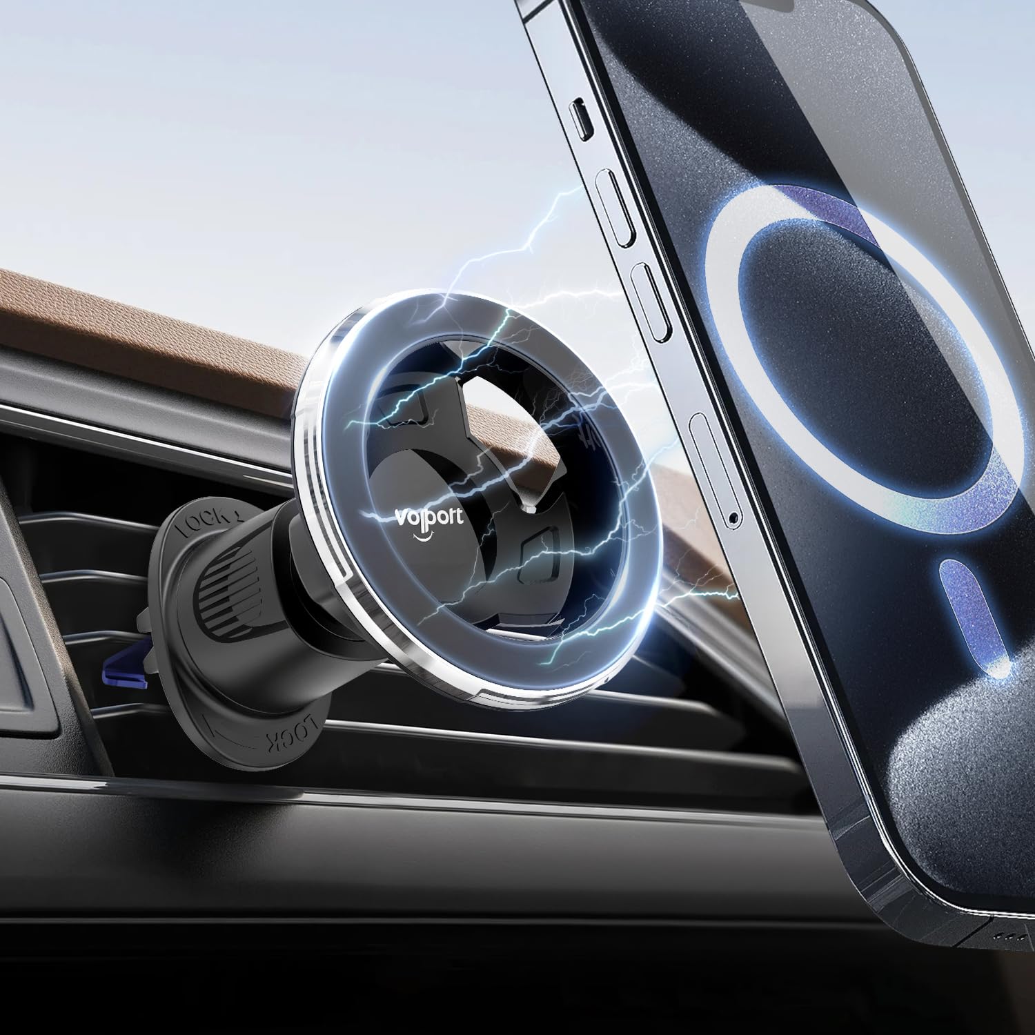 For Magsafe Vent Mount [Horizontal/Vertical]: Ultra Strong Magnetic Car Phone Holder, Circle Magnet Air Vent Stand For Mag Safe 