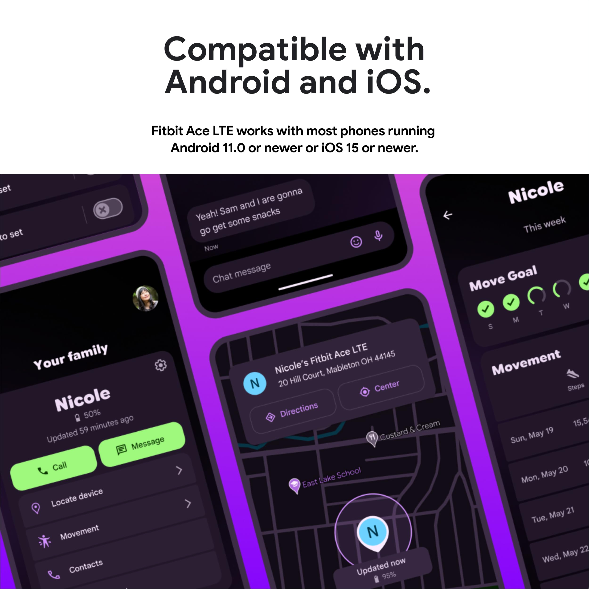 Fitbit Google Ace Lte - Kids Smartwatch With Call, Message, Gps, And Activity-Based Games, Ace Pass Data Plan Required - Mild -