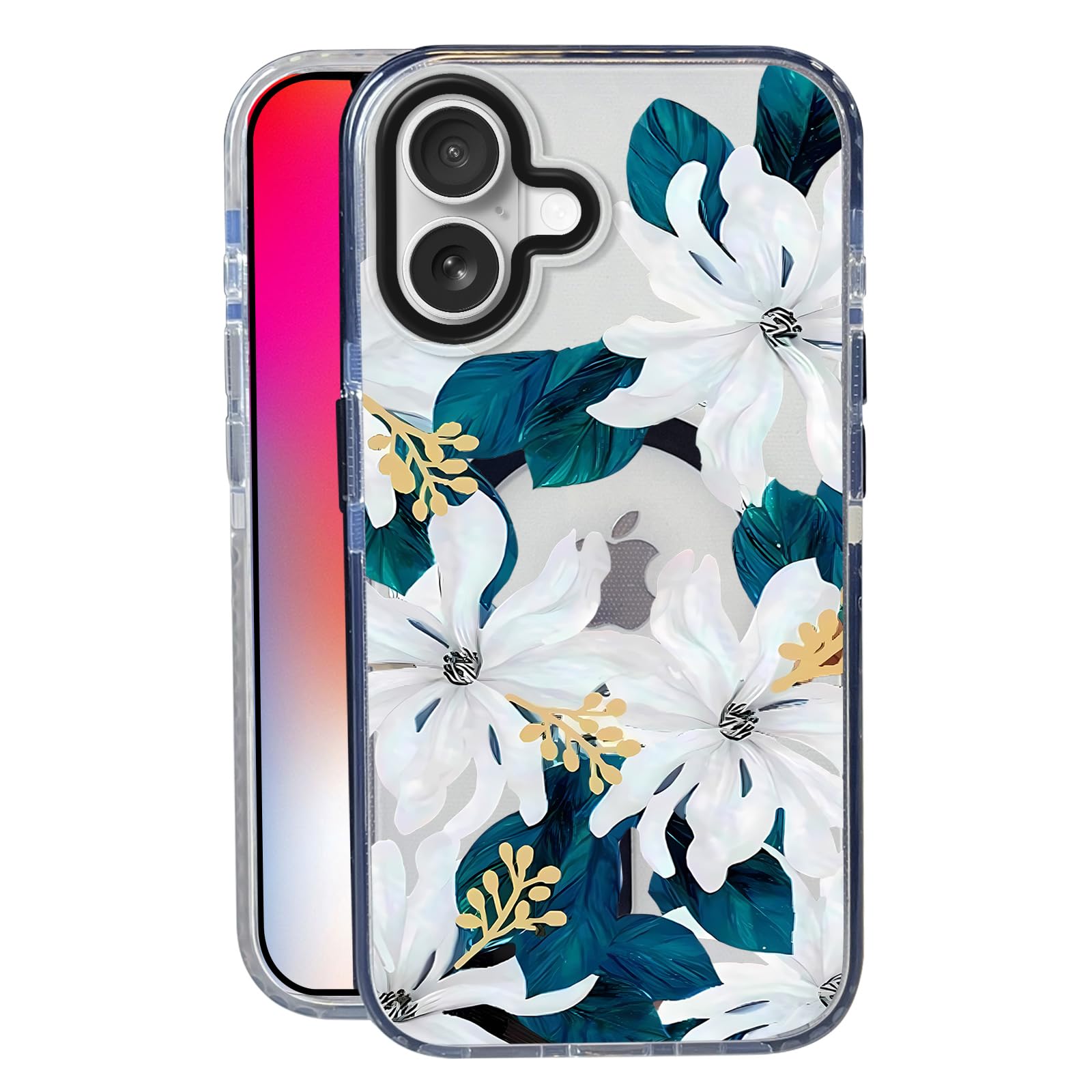 Nimeey White Floral for iPhone 17 Case,MagSafe Compatible,Matte Soft Slim Shockproof Cover,Anti-Fingerprint,Anti-Yellowing,Anti-