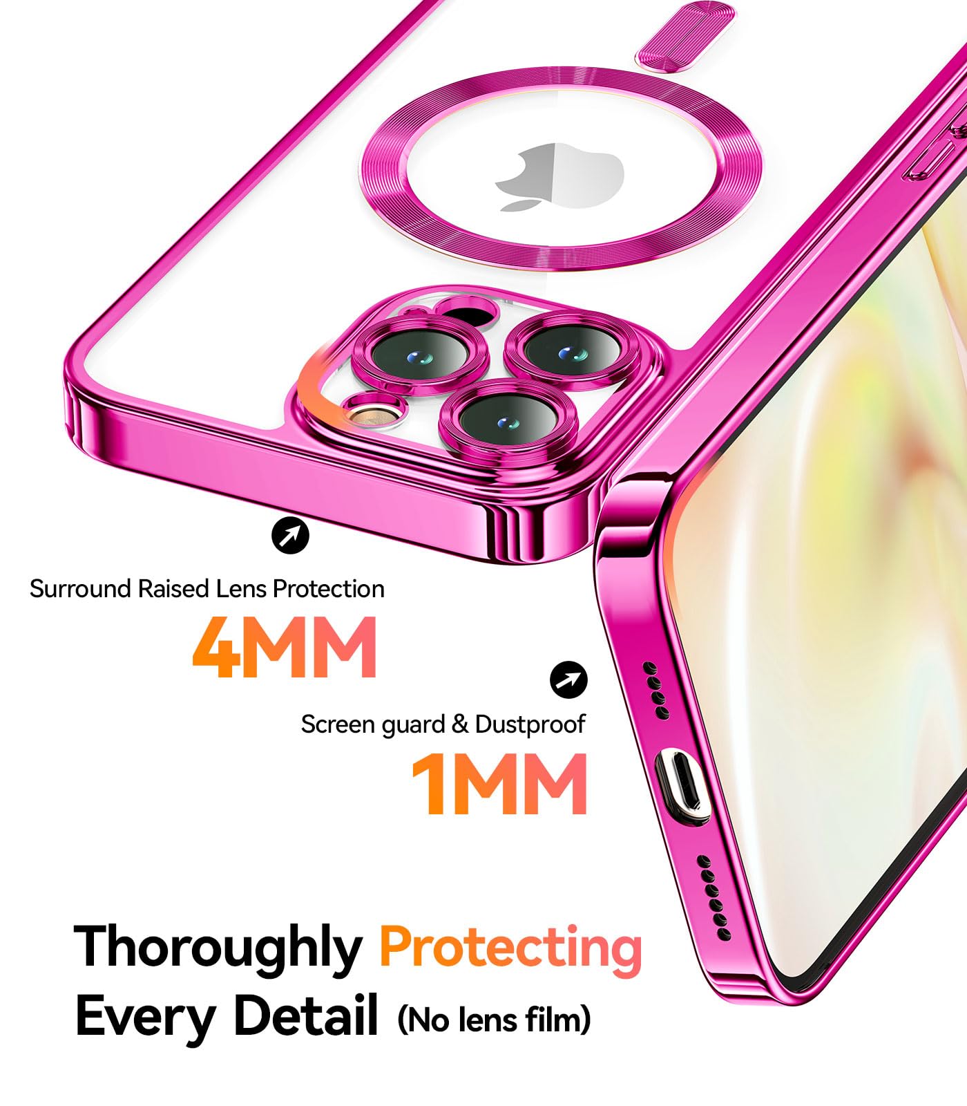 Meifigno Candy Mag Series Case Designed For Iphone 14 Pro Max, [Compatible With Magsafe][Glitter Card & Wrist Strap] Full Camera