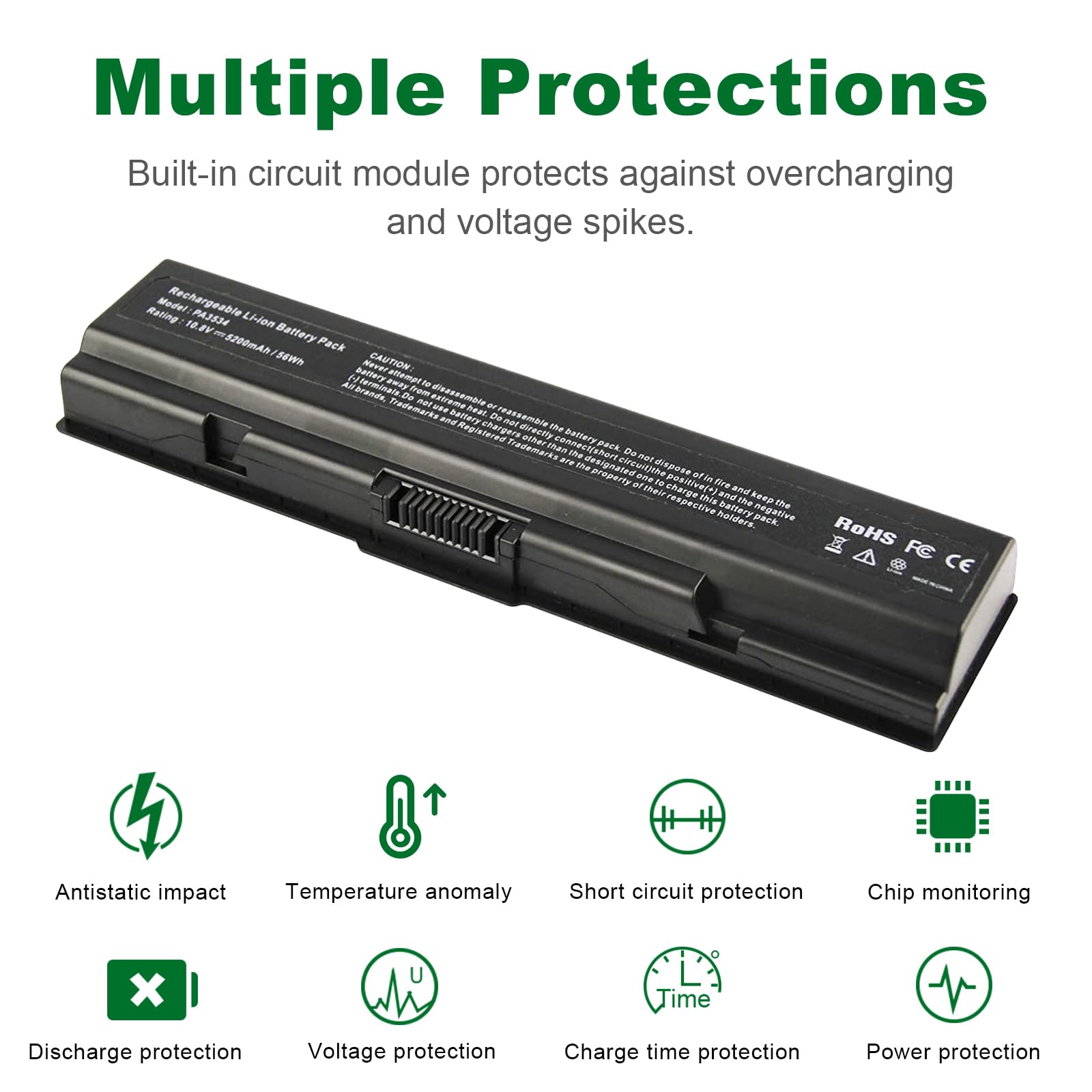 Futurebatt Laptop Battery 5200Mah For Pa3534U 1Brs Toshiba Satellite A200 A205 A210 A215 A300 A300D A305 A305D L200 A215 S4697 A