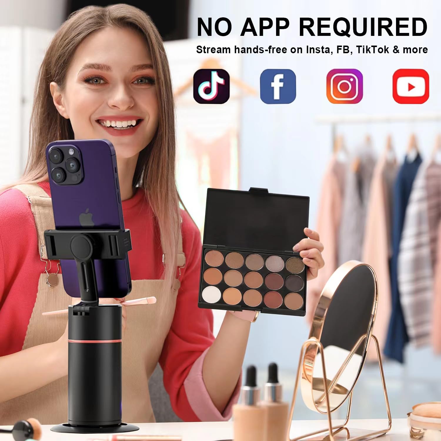 Green House Auto Face Tracking Phone Holder, Selfie Gimbal With Rechargeable & Detachable Led Fill Light & Detachable Controller