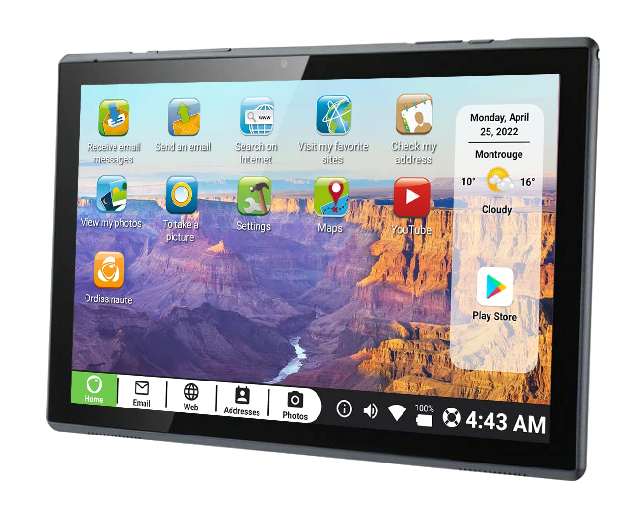 Pix Star Touch Easy to Use Tablet for Seniors, Touch Screen & Simple Interface - WiFi - 10.1 Inches, 2 Cameras - Ideal for Video