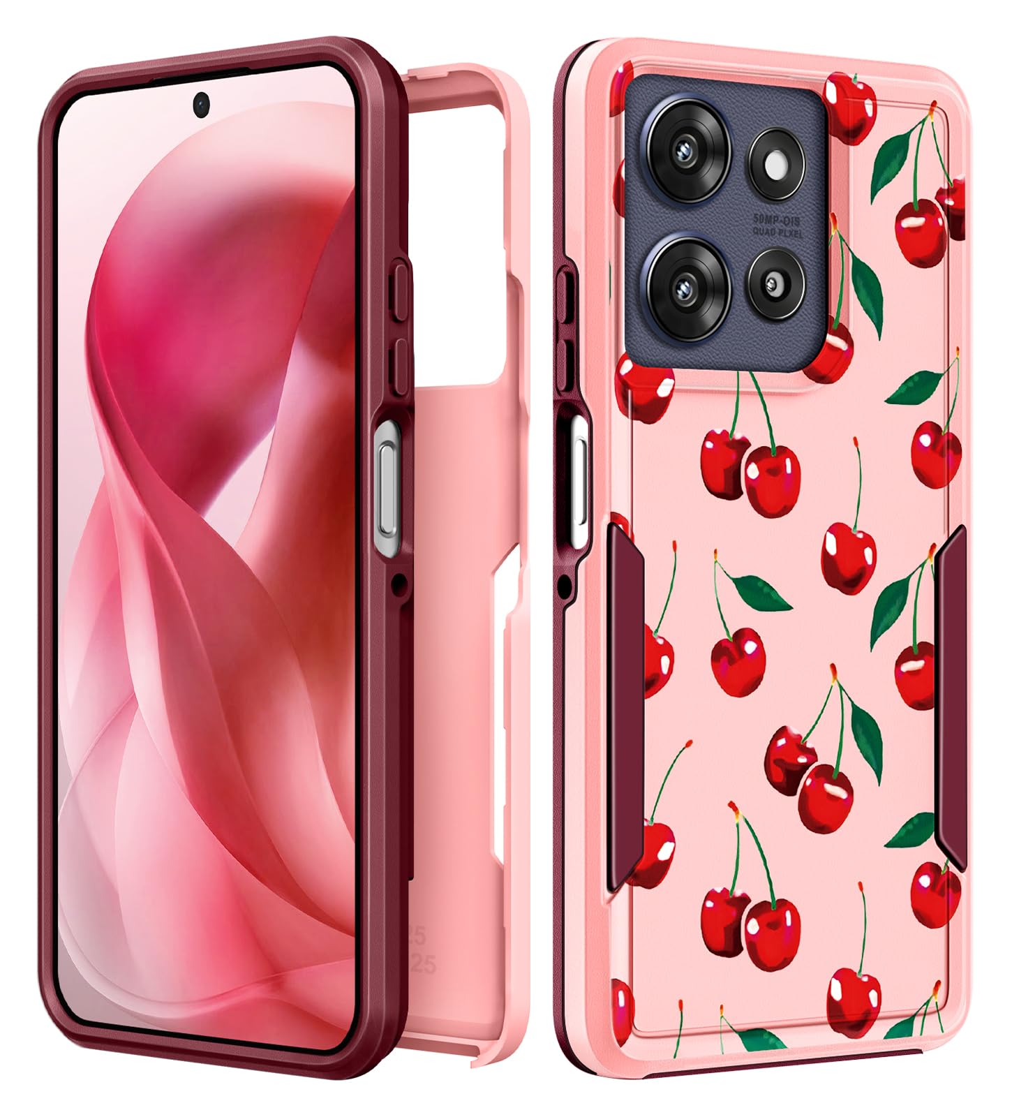 Plakill for Moto G Power 2026,for Moto G Power 2025/Play 5G 2025 Case - Women Cute Phone Cover Cheery Heavy Duty Protective Mili