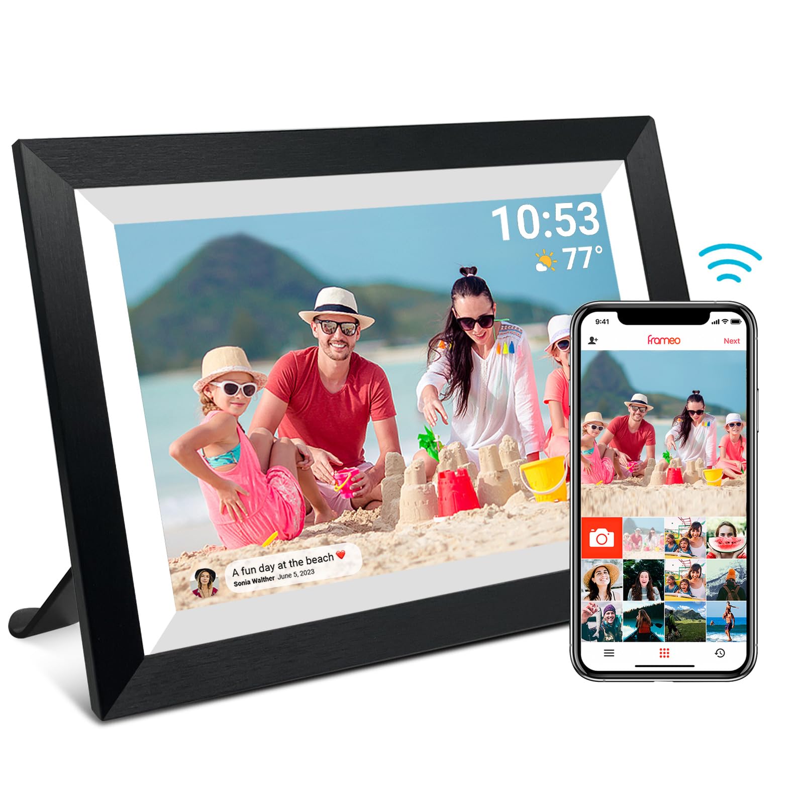 32Gb Frameo 10.1 Inch Smart Wifi Digital Photo Frame 1280X800 Ips Lcd Touch Screen, Auto Rotate Portrait And Landscape, Built In
