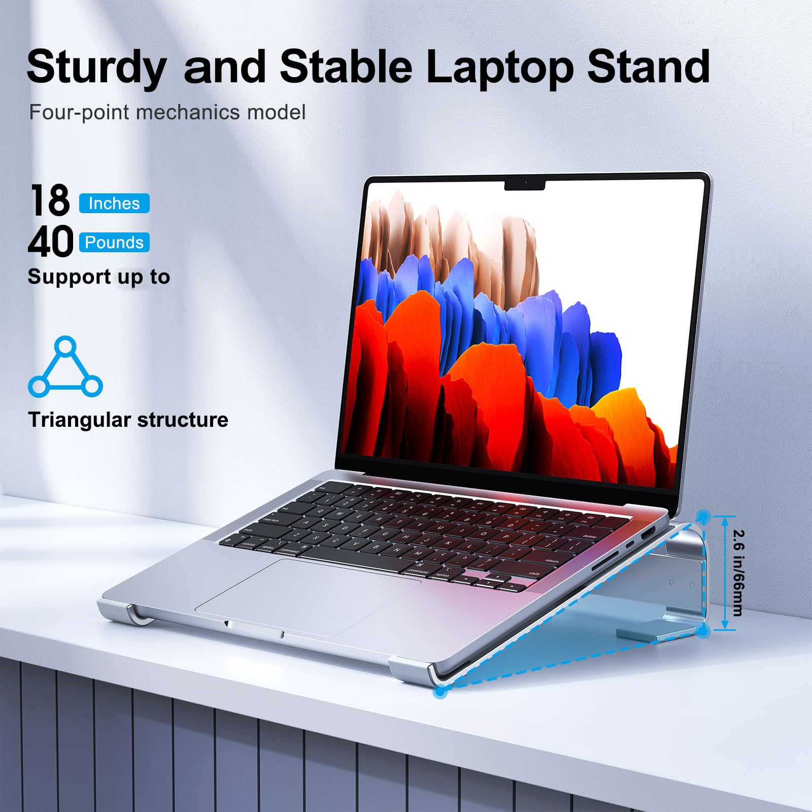 Mokuru Laptop Stand For Desk, Aluminum Laptop Riser, Ergonomic Computer Stand For Laptop, Laptop Cooling Stand Compatible With F