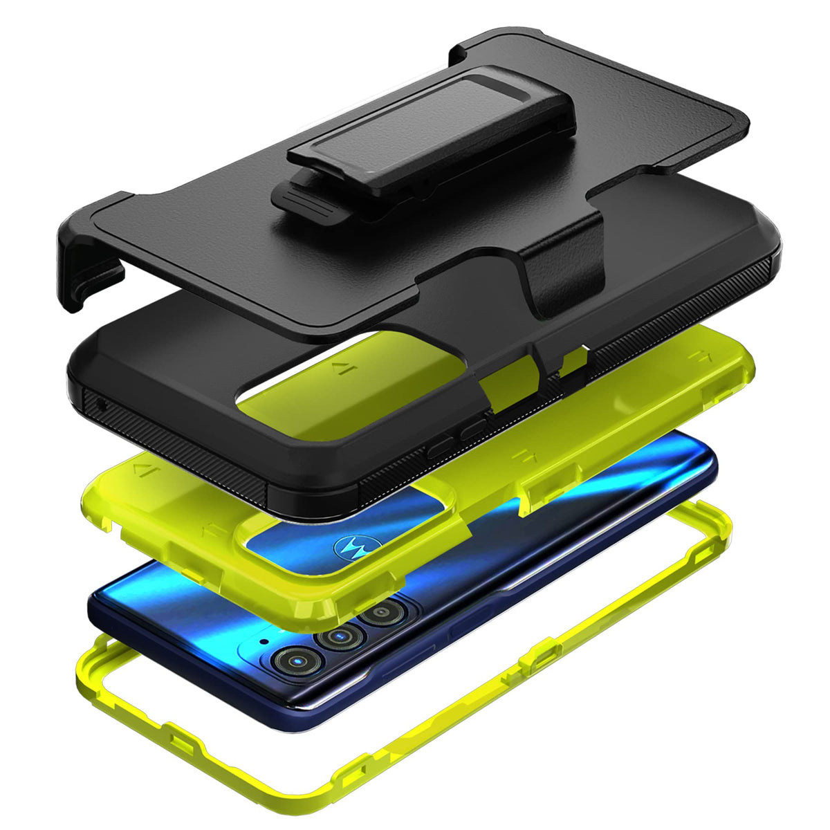 Niubity Compatible With Motorola Edge 2021 Case,Heavy Duty Rugged Shockproof Full Body Protection Kickstand Case With Belt Clip