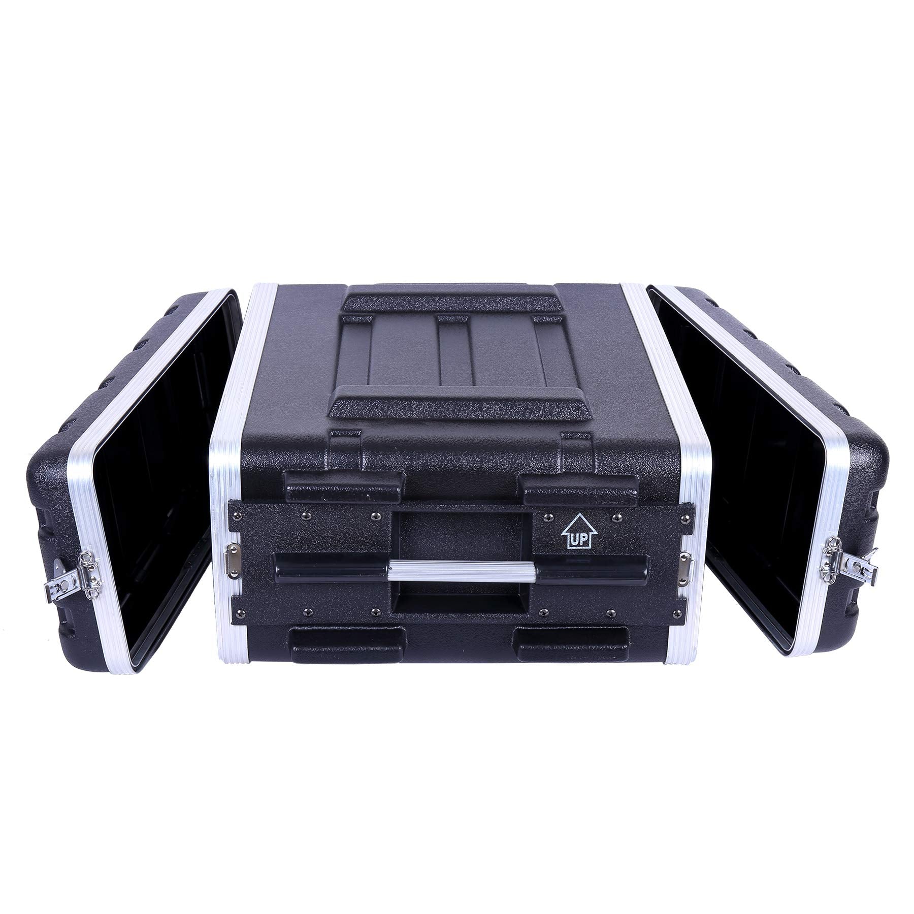 Crossrock Stackable 4U Rack Case, Standard 19.25    Depth, Polyethylene Hard-Shell Construction With Heavy Duty Hardware-Black(C