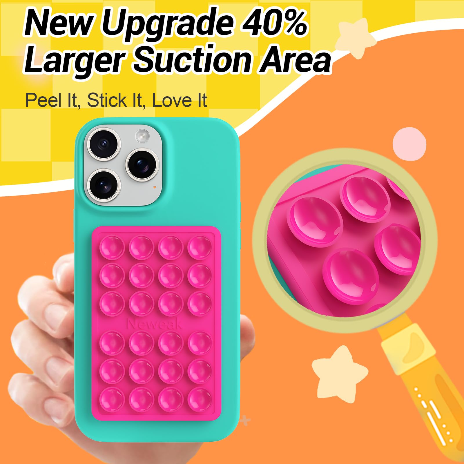 2 Pack Silicone Suction Phone Case Adhesive Mount, Silicone Octo Cup Buddy Sticky Holder For Iphone And Android, Hands-Free Grip