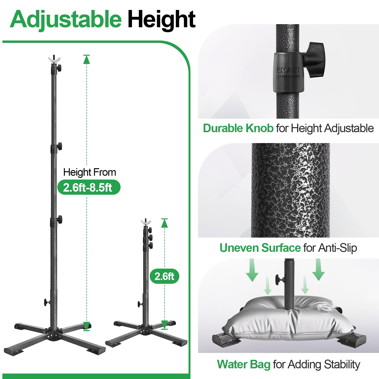 Emart 8.5X10Ft Backdrop Stand, Four-Legged Photo Background Frame Kit With Foldable Cross Base, Adjustable Back Drop Holder For