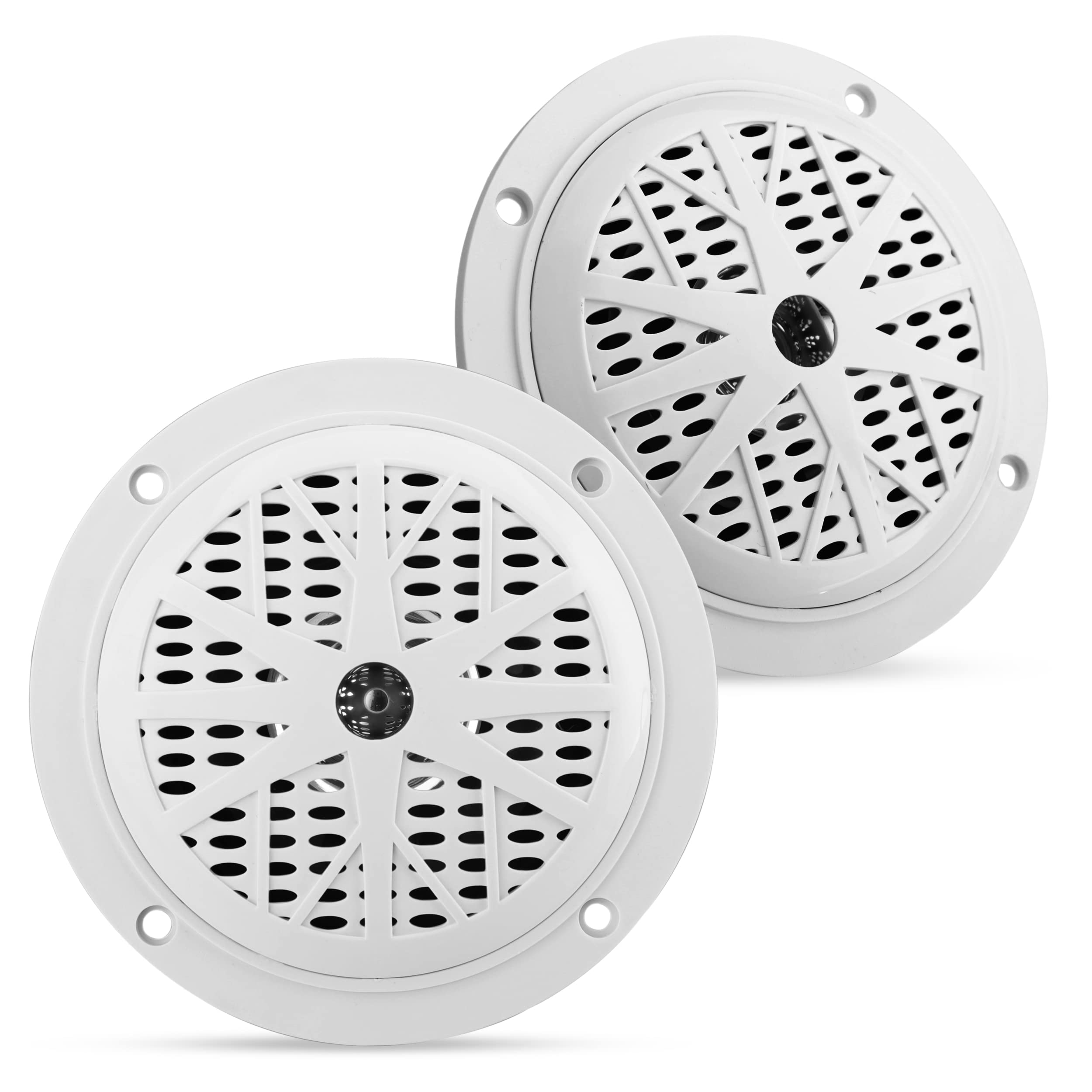 Pyle 4 Inch Dual Marine Speakers - Waterproof and Weather Resistant Outdoor Audio Stereo Sound System with Polypropylene Cone, C