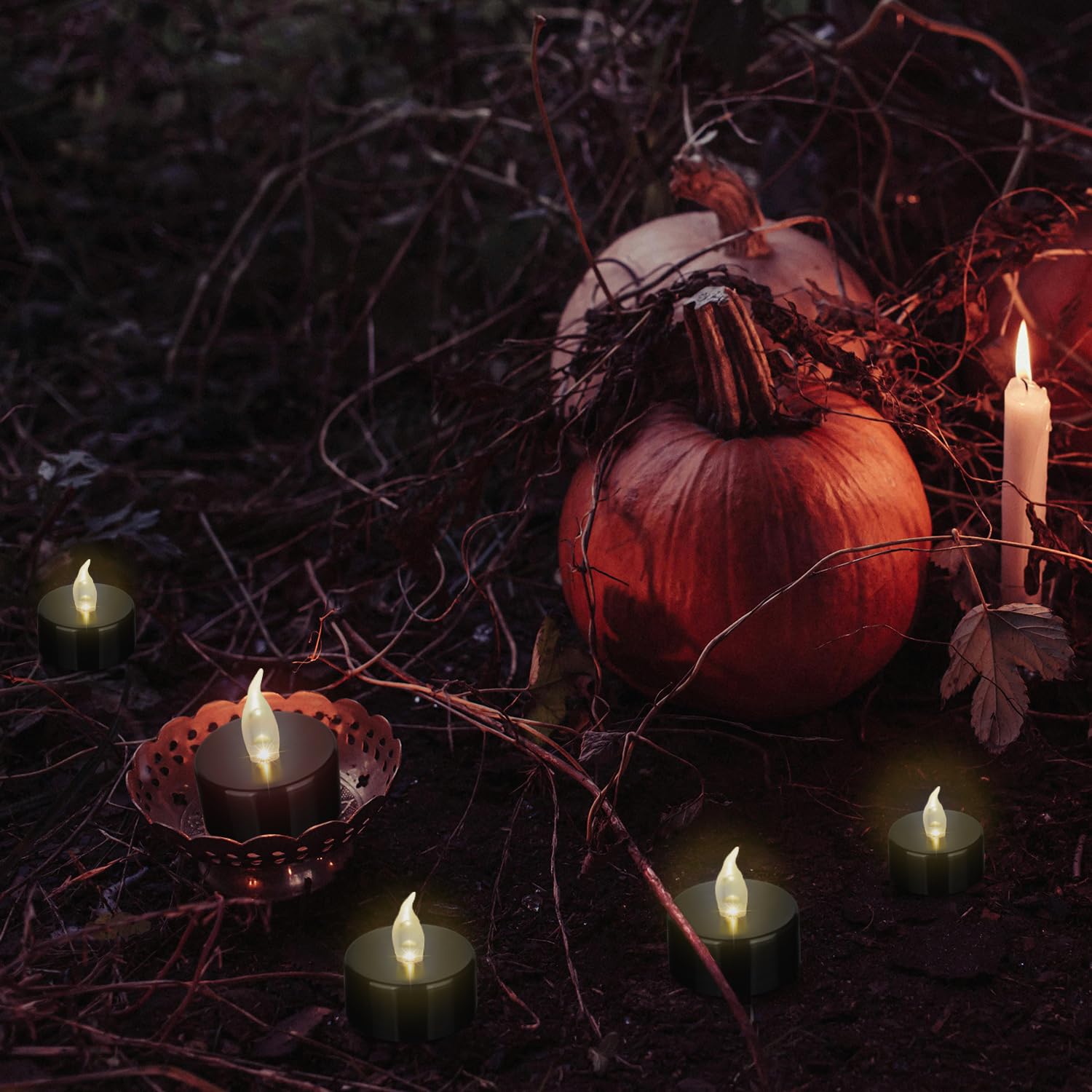 Tappovaly Black Tea Lights Candles Battery Operated, 12 Pack Electric Flameless Votive Candles Long Lasting 200 Hours, Led Flick