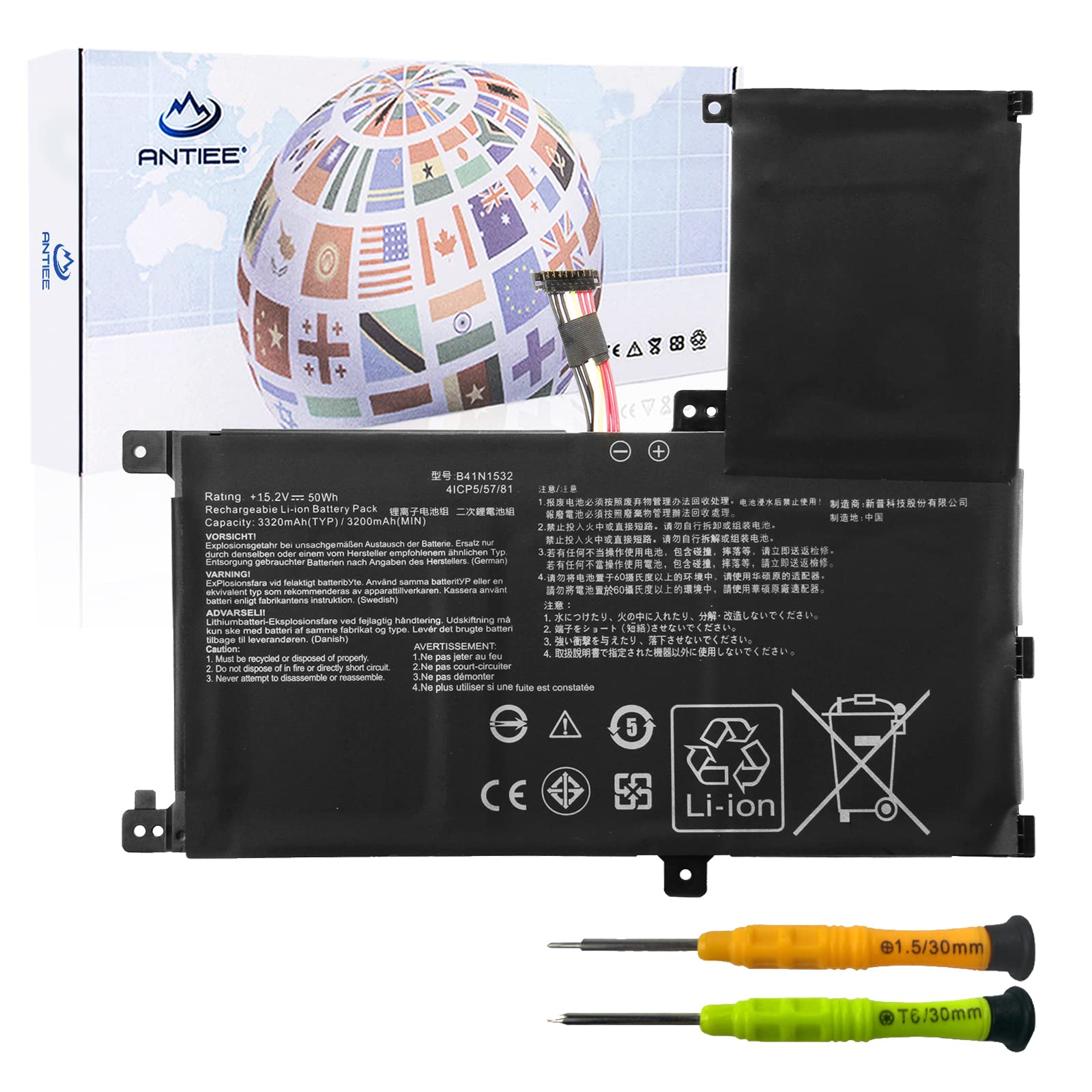 Antiee B41N1532 Laptop Battery Compatible With Asus Q504U Q504Ua Q534Ua Q504Uak Zenbook Flip Ux560 Ux560Uak Ux560Ua Ux560Ua Fz01