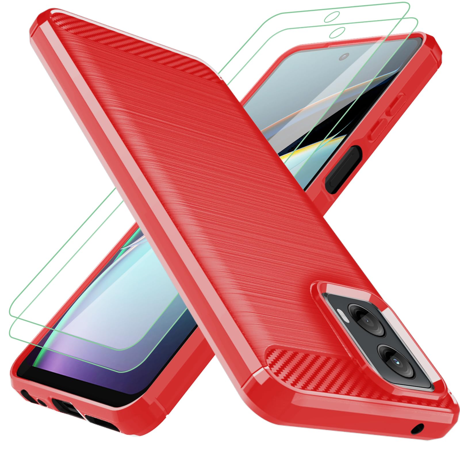 for Moto G 5G 2024 Case:Motorola G 5G 2024 Case with 2pcs Screen Protector Shock-Absorption Flexible TPU Rubber Protective Cell 