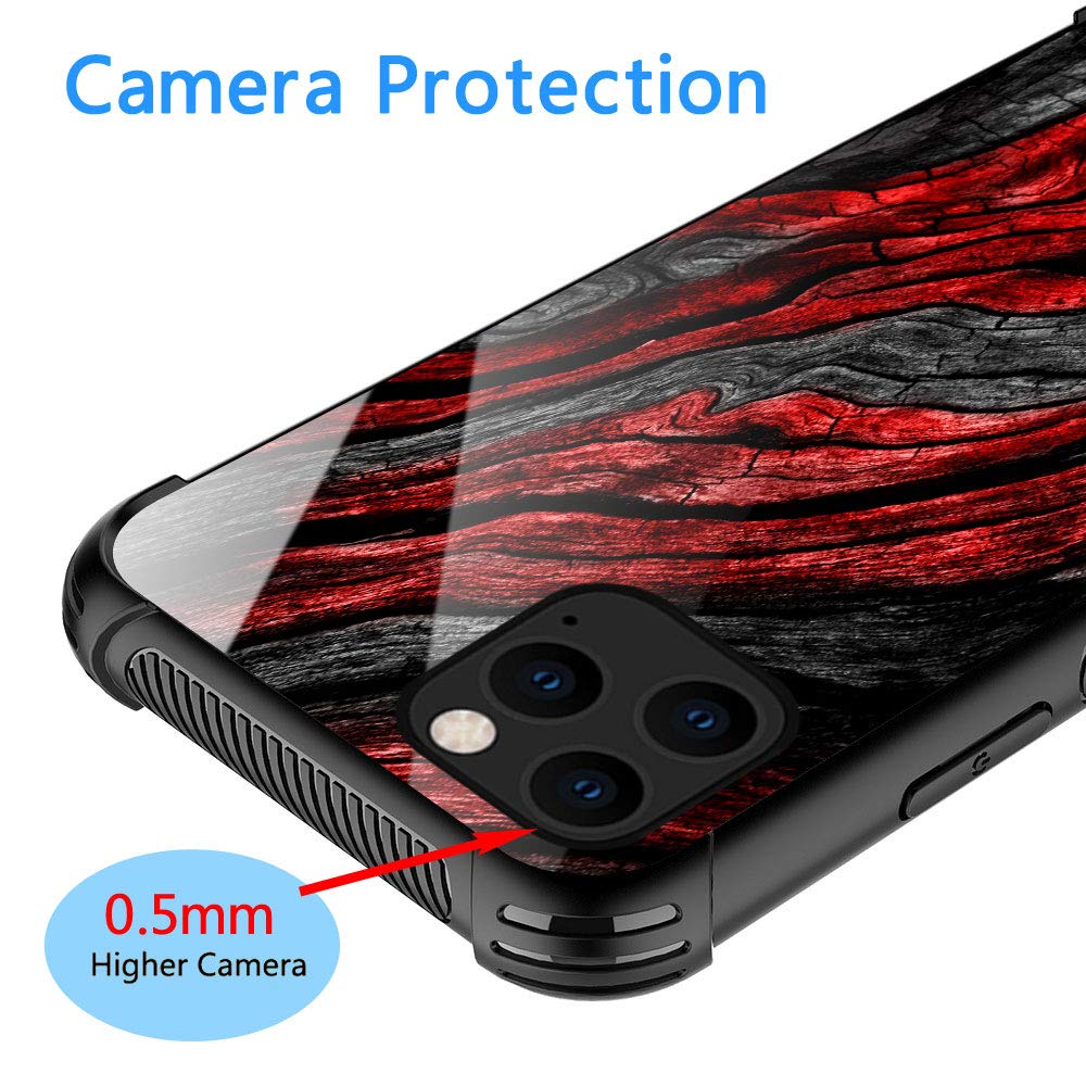 ZHEGAILIAN Phone Case for iPhone 13 Pro Max 6.7 inch Red Wood Grain Organic Glass