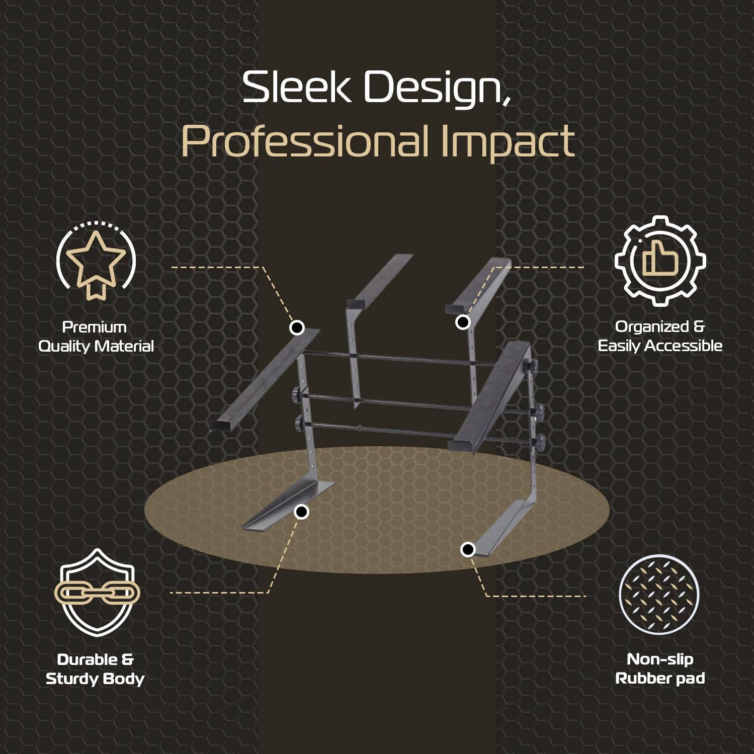 Headliner Covina Portable Dual Dj Controller Stand; Adjustable And Durable Dj Stand For Controller And Laptop; Perfect For Your