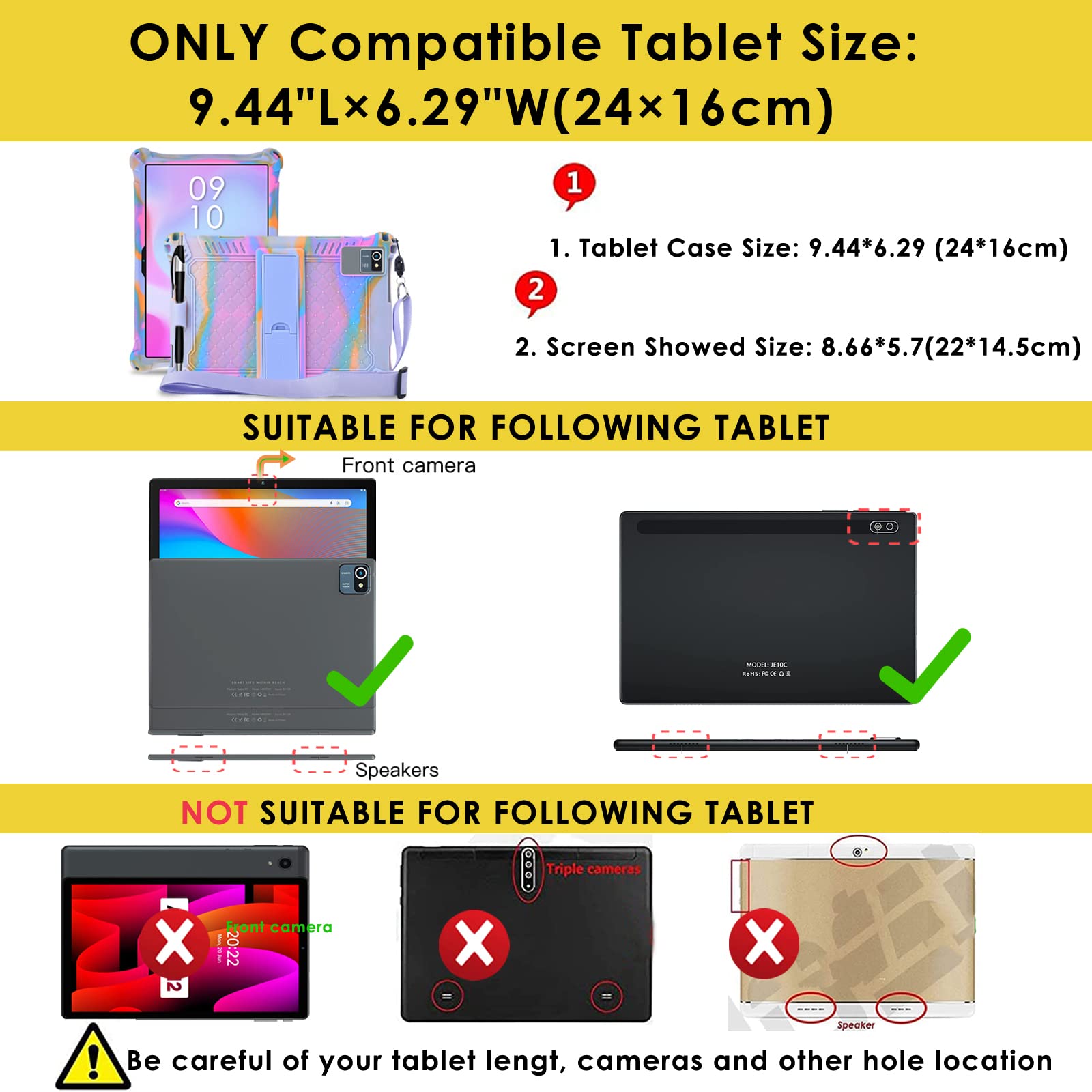 Detuosi Okaysea 10.1 Inch Silicone Tablet Case With Stylus Pen & Shoulder Strap, Moderness 10.1'' Case, Soft Portable Protective