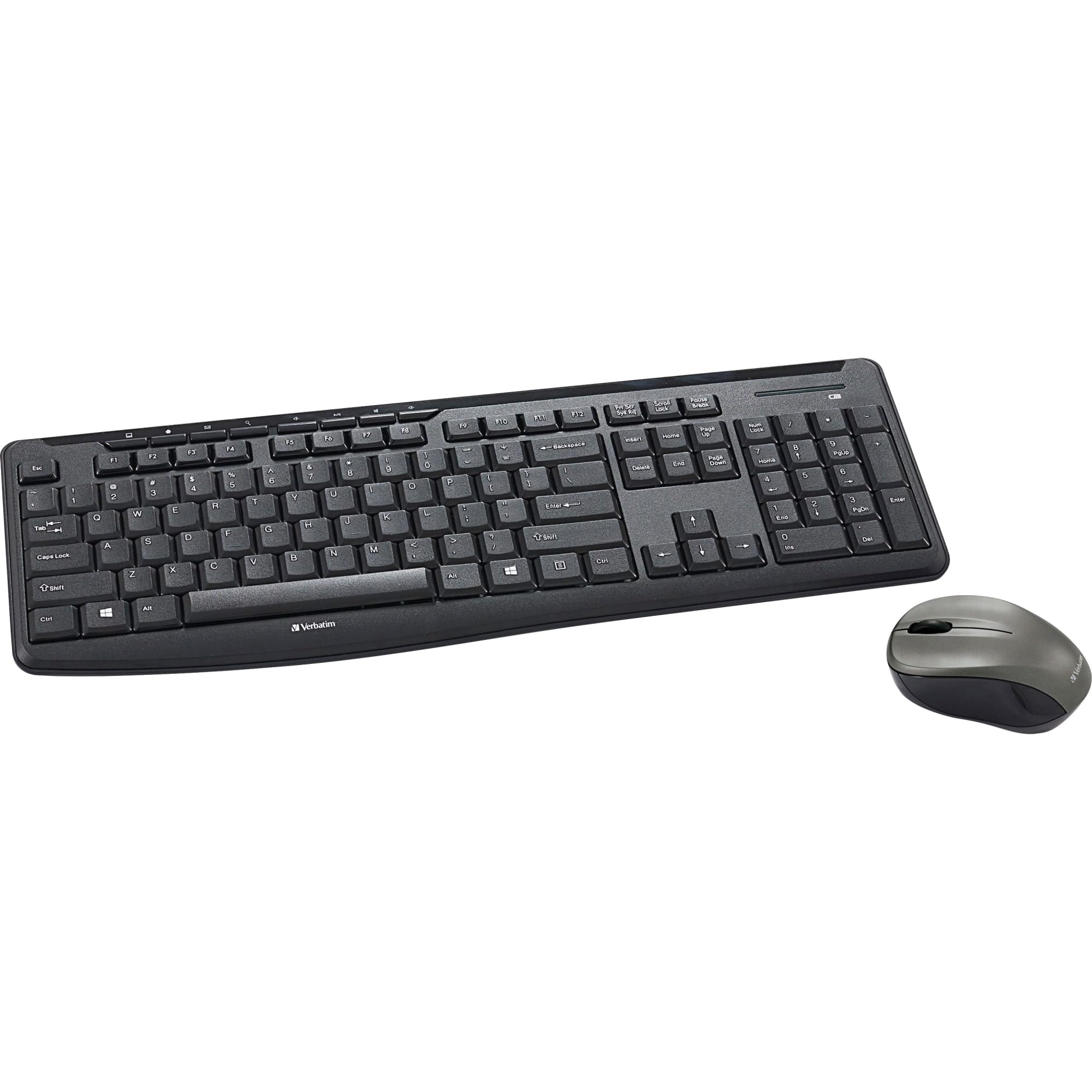 Verbatim Wireless Silent Mouse & Keyboard Combo - 2.4GHz with Nano Receiver - Ergonomic, Noiseless, and Silent for Mac and Windo