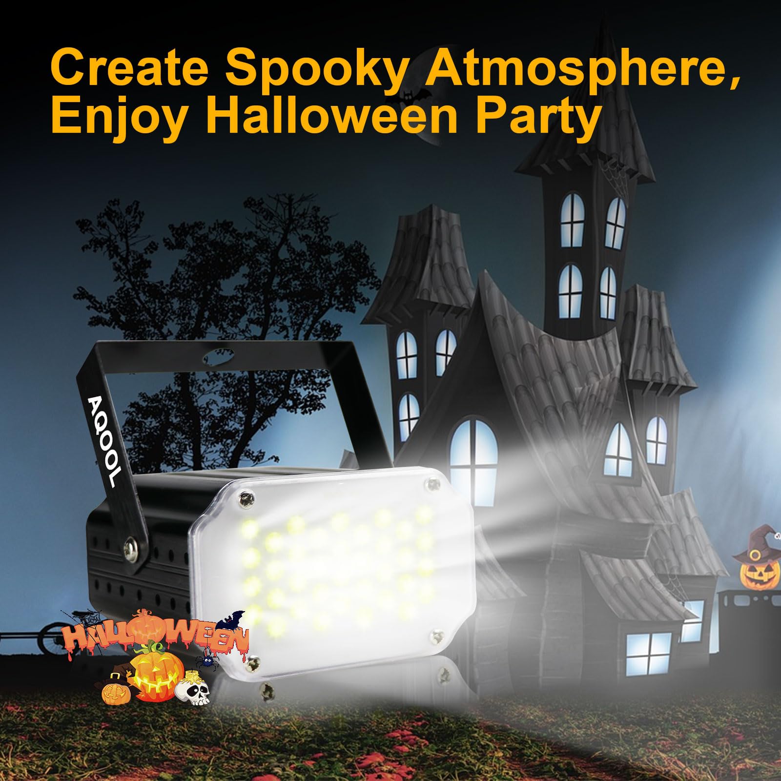 [2 Pack] Aqool White Strobe Lights, Super Bright 36 Led Mini Strobe Light For Parties, Sound Activated & Speed Control Dj Stage