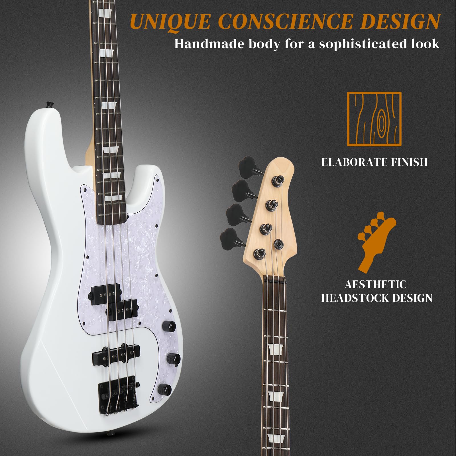 Ktaxon 4 String Electric Bass Guitar, Pb Style Full Size Standard Right Handed Beginner Kit With 20W Amp Gig Bag Strap For Kids