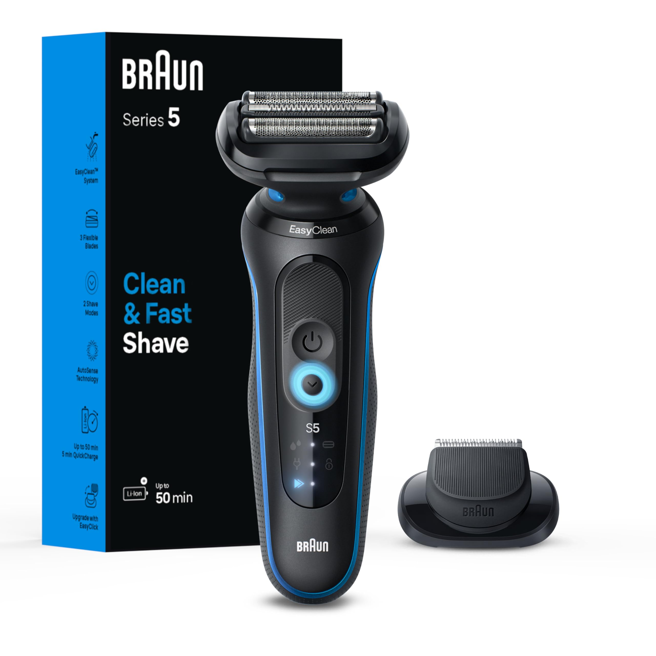 Braun Electric Shaver For Men, Series 5 5118S, Wet & Dry Shave, Turbo Shaving Mode, Foil Shaver, Engineered In Germany, With Pre
