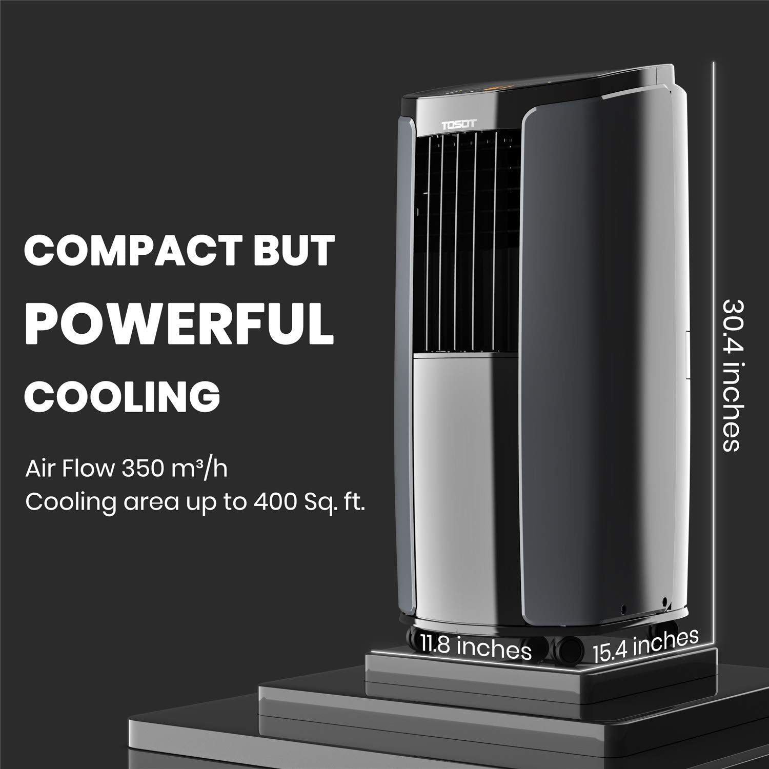 Tosot 10,000 Btu(Ashrae) 6,000 Btu (Doe) Portable Air Conditioner   Quiet, Remote Control, Built In Dehumidifier, Fan, Easy Wind