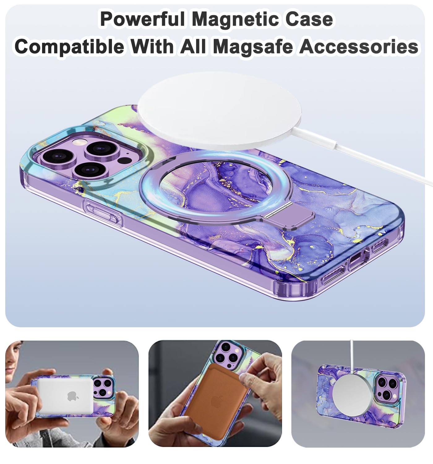 Lamcase For Iphone 14 Pro Case With Magnetic Invisible Ring Stand [Compatible With Magsafe], Full Body Rugged Slim Women Men Gir