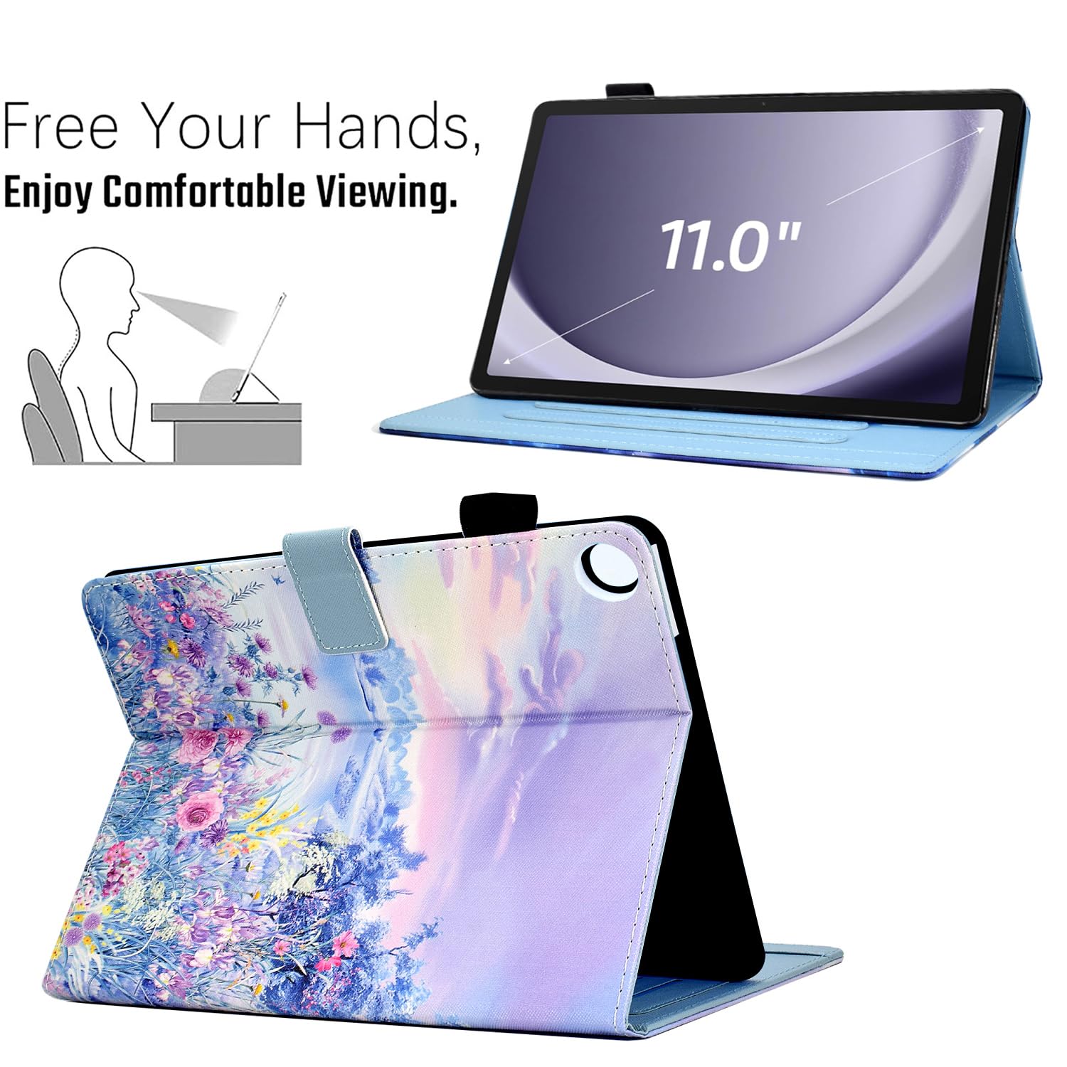 Case For Galaxy Tab A9+/A9 Plus 11 Inch 2023 (Sm X210/X216/X218), Funut Pu Leather Folio Cover Multi Angle Stand With Auto Wake/