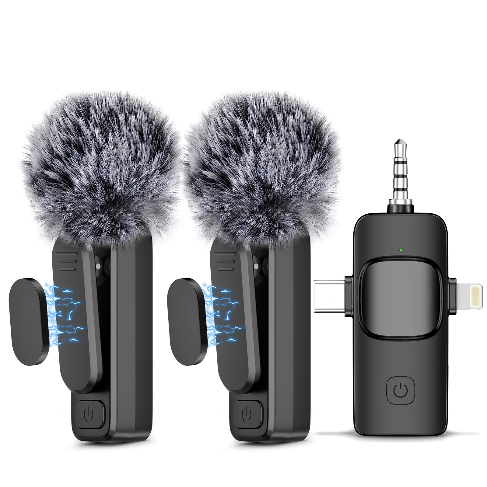NICHOM 3 in 1 Wireless Lavalier Microphone for iPhone/iPad/Android/PC/Camera,Mini Mic with Noise Reduction, Mini Microphone for 