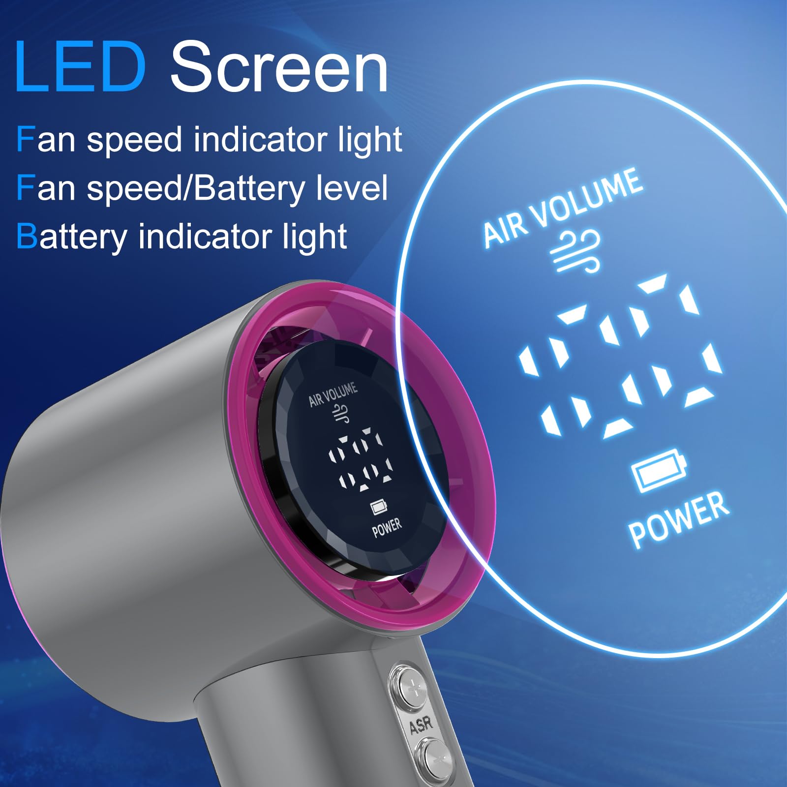 Koqqq Portable Handheld Fan, Speed (1-100) Adjustable Turbo Personal, 4000Mah Battery Rechargeable Cooling Fan, Digital Display,