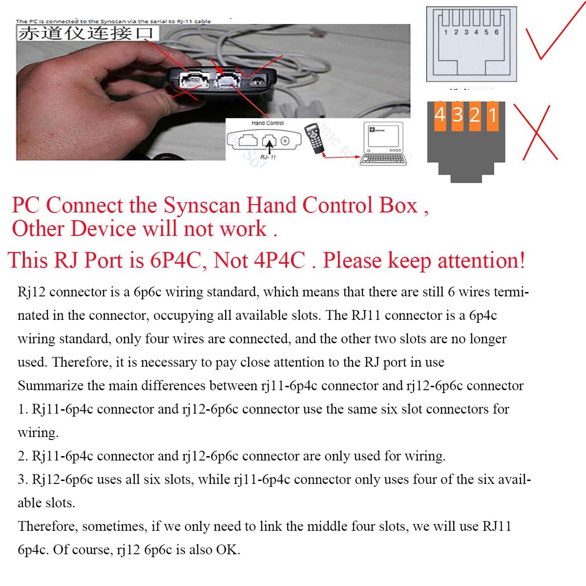 Suamdoen Usb To Rj11 Rj12 Control Cable For Celestron Nexstar Eq6 Pc Link To Hand Controller Rs232 Serial Converter Cable