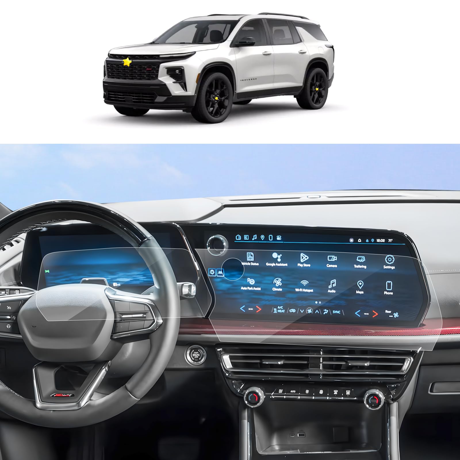 Sktu 4Pack 2024 2025 Chevy Traverse Screen Protector For 2024 2025 Chevrolet Traverse/ 2024 2025 Chevrolet Blazer Ev 17.7In Navigation+11In Instrument Screen 2024 2025 Chevy Blazer Ev 2024 2025 Chevy Traverse Accessories [Ultra Clear, Anti Scratch]