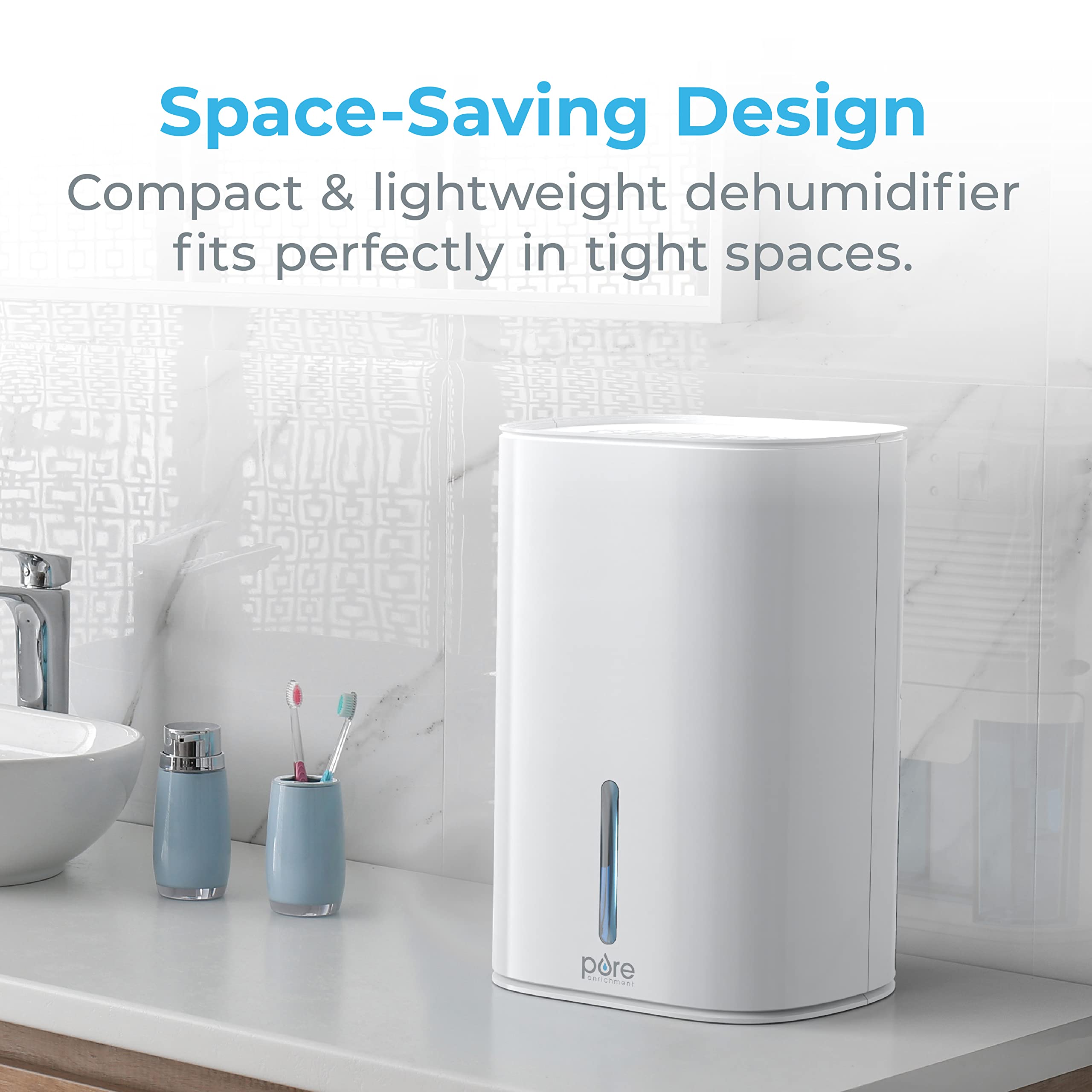 Pure Enrichment Puredry Mini Dehumidifier   27Oz Compact Water Tank Eliminates 300Ml/Day Of Excess Moisture From Closets, Bathro
